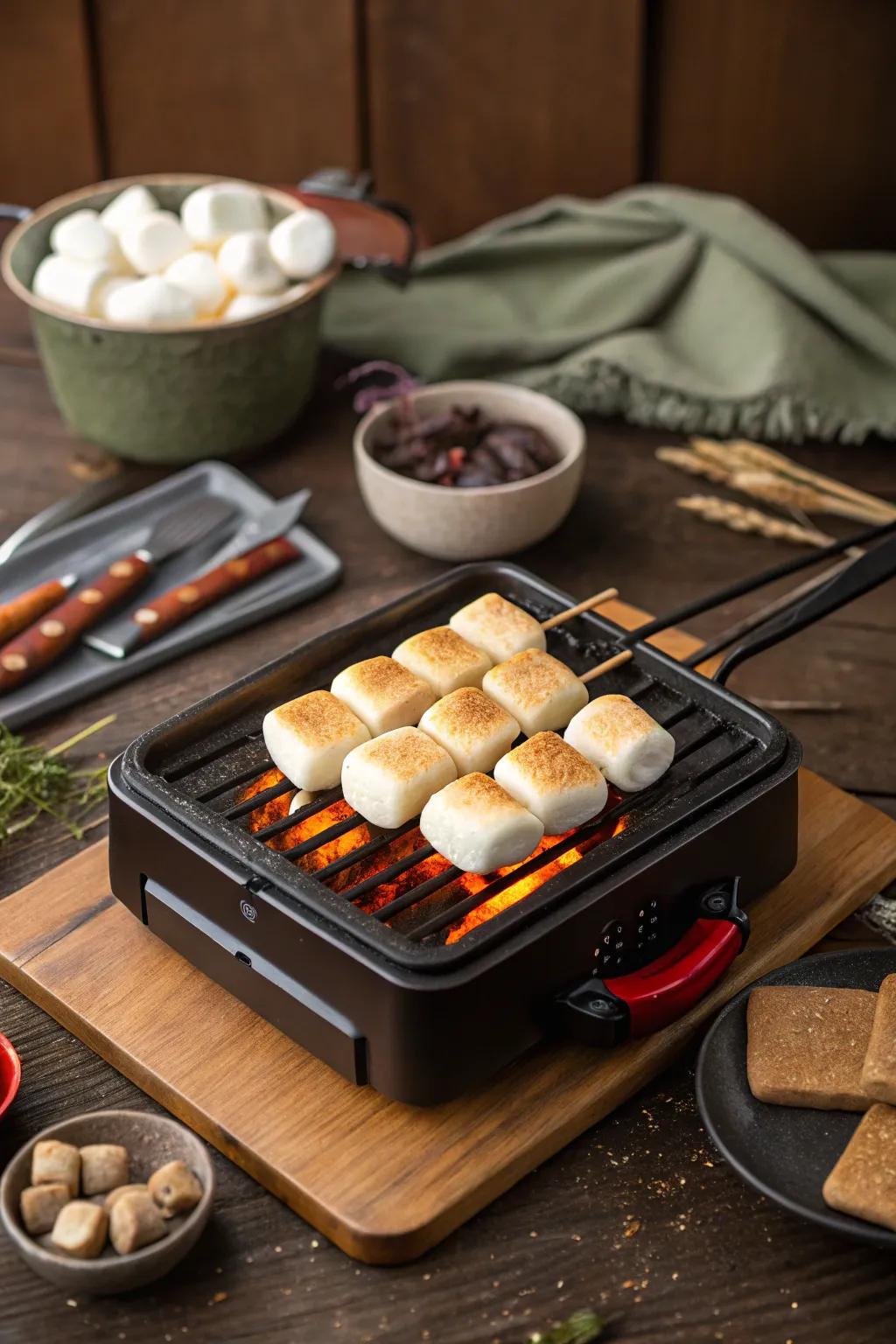 A sweet and fun ending to your raclette gathering with grilled marshmallows.