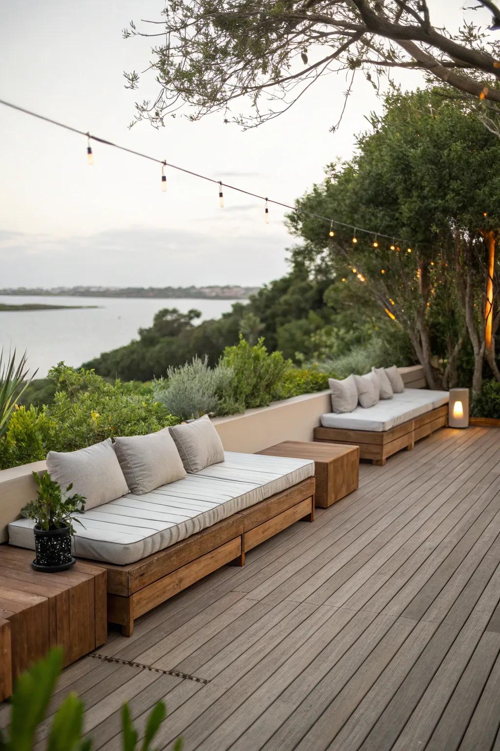 Optimize room with assimilated deck seating.