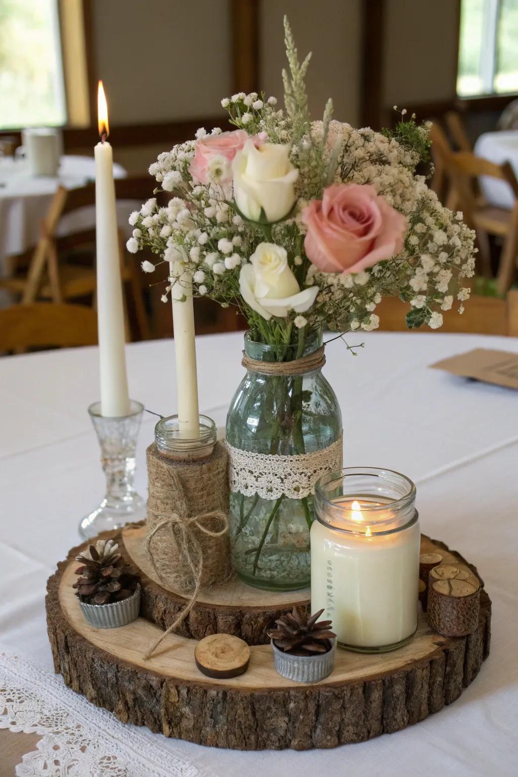 A charming centerpiece with unique elements.