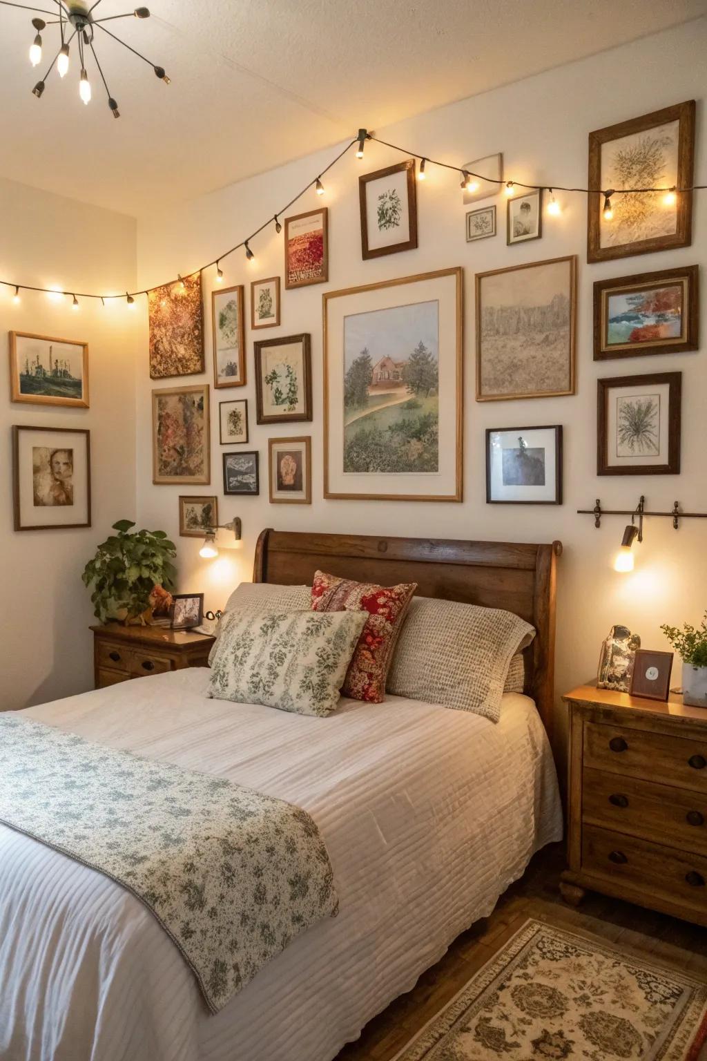 Aged gallery wall tells a personal story.