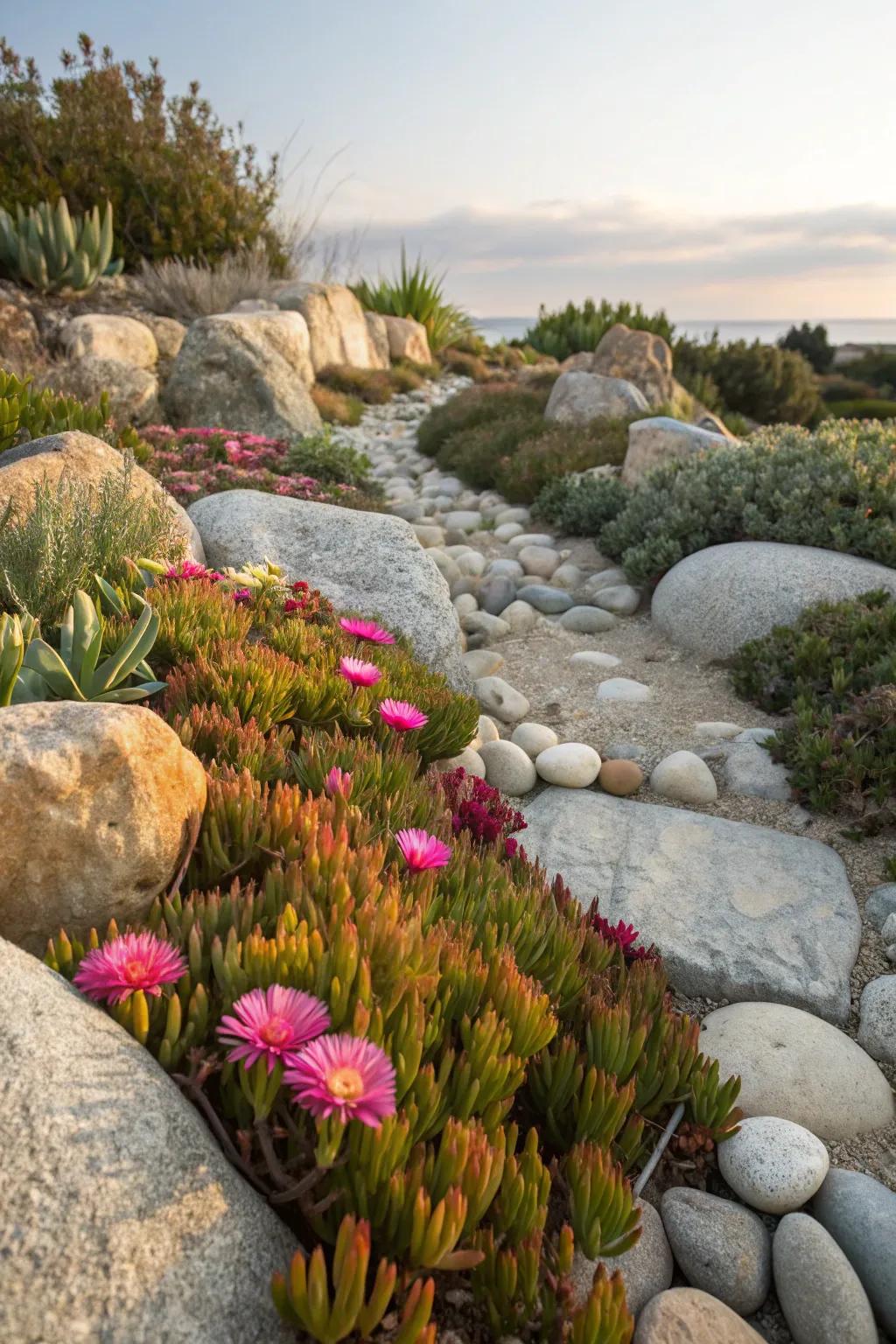 Carpet sedum adds vibrant, easy-care blossoms to a rock garden.