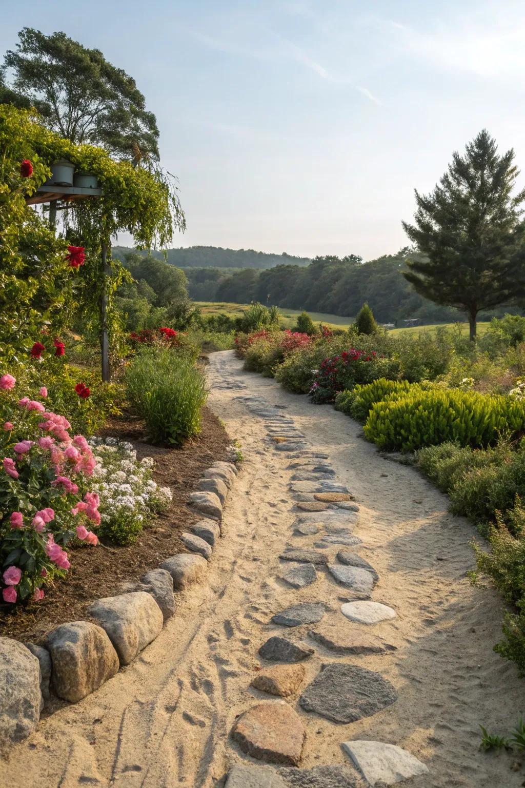 Grain and stones usher seaside magic to garden trails.
