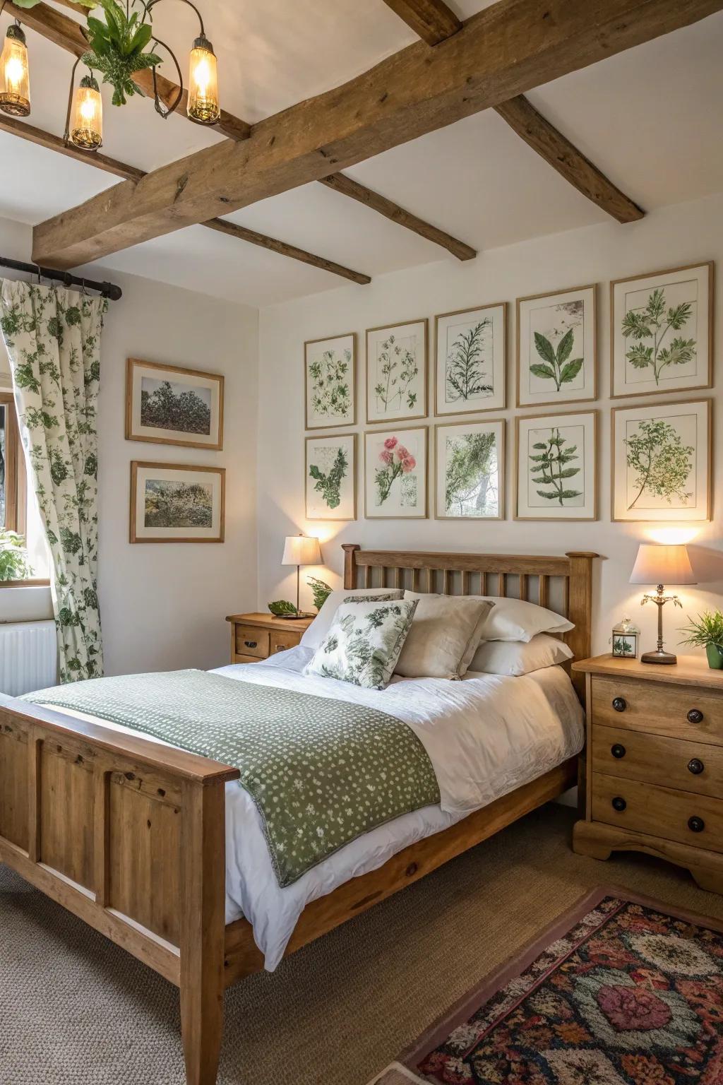 Plant life prints add natural beauty.