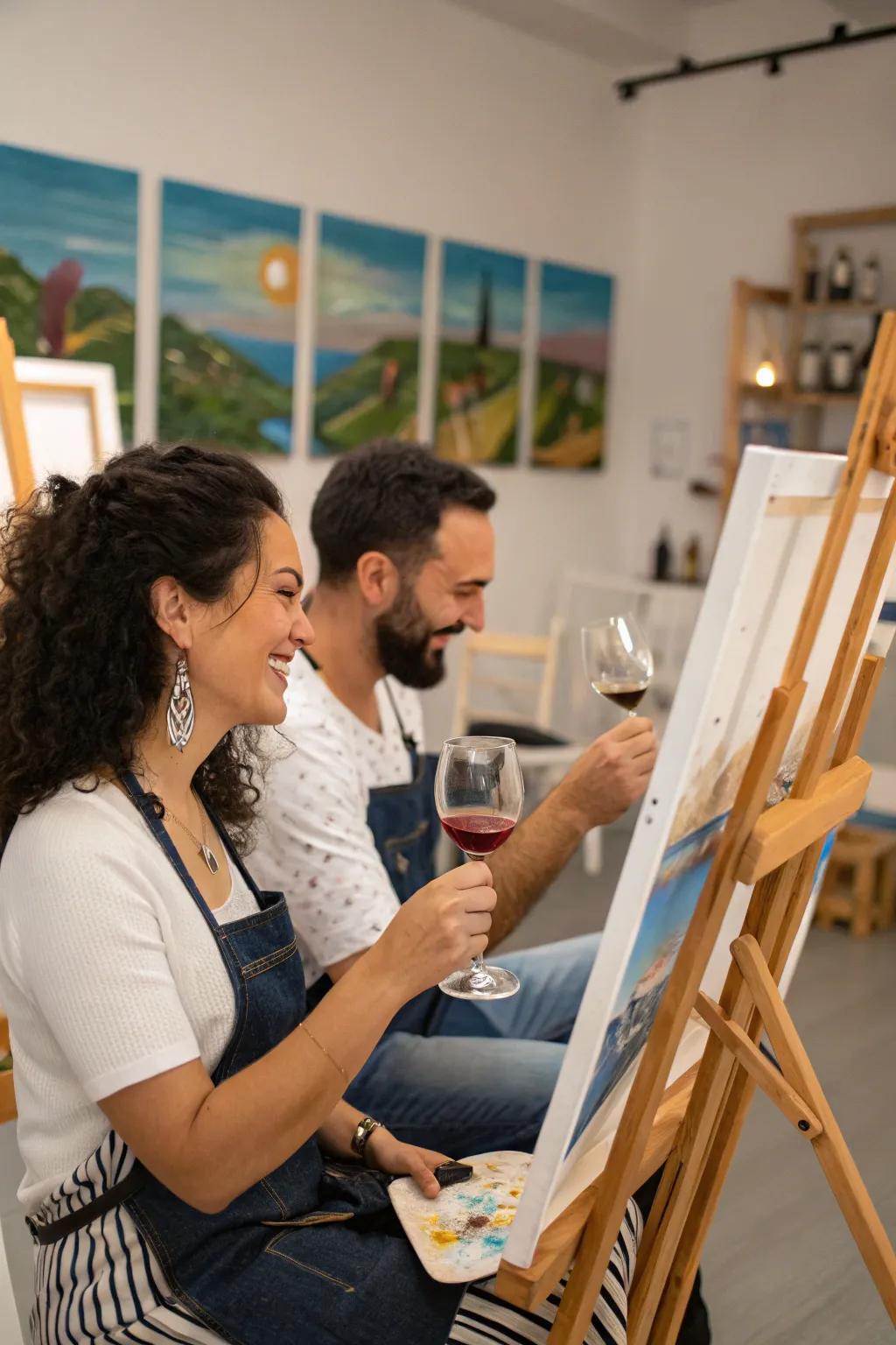 Relish a relaxing and creative vino plus paint twilight.