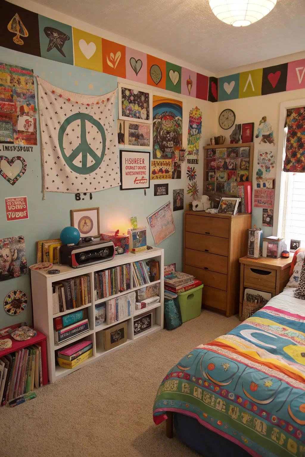 An assorted mix of styles fashions a dynamic and inviting teen room.
