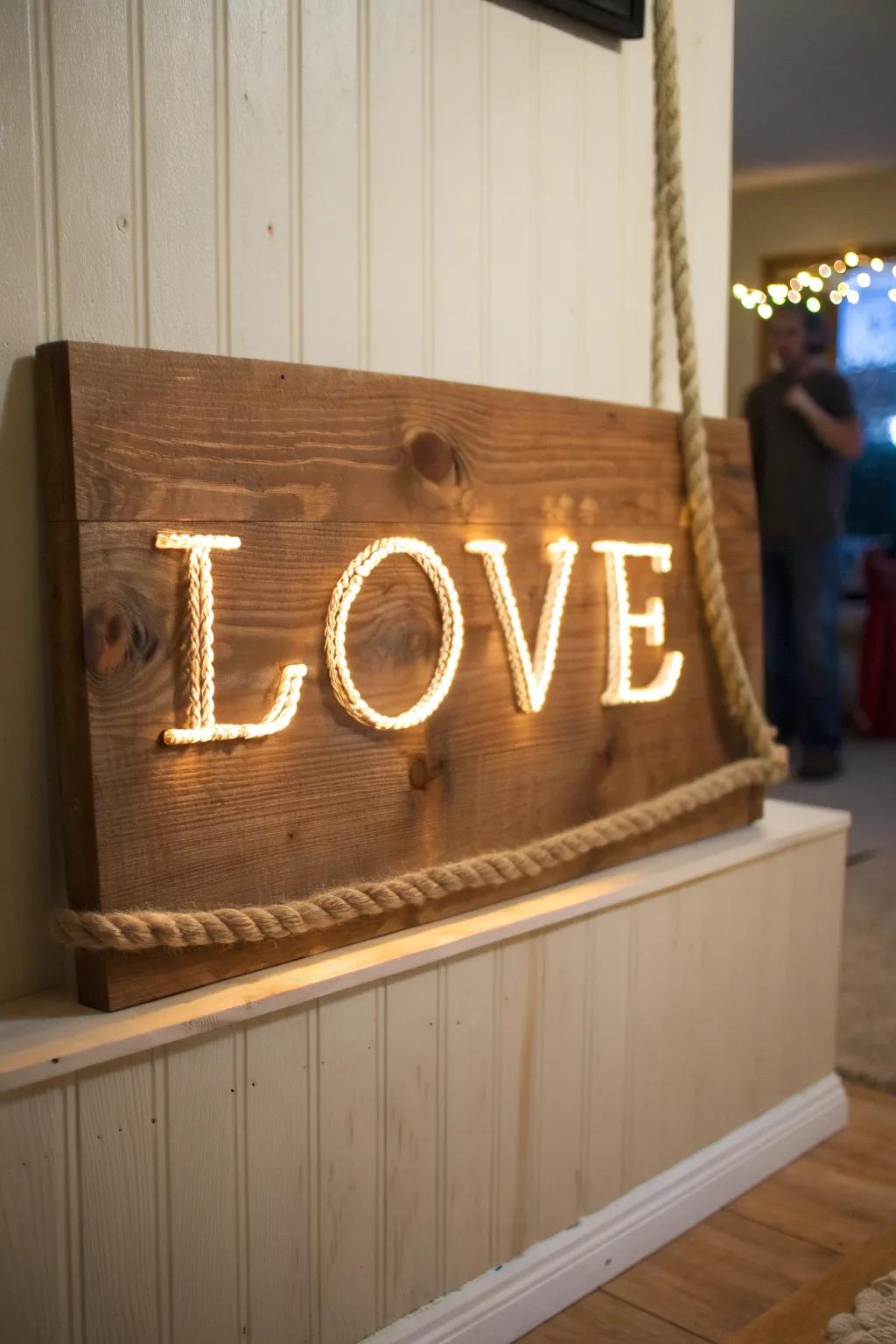 Add a personal touch with DIY ribbon light signage.