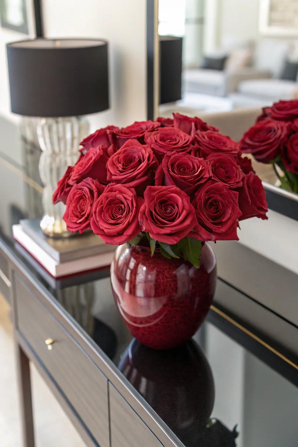 Sophisticated monochromatic rose showcase.