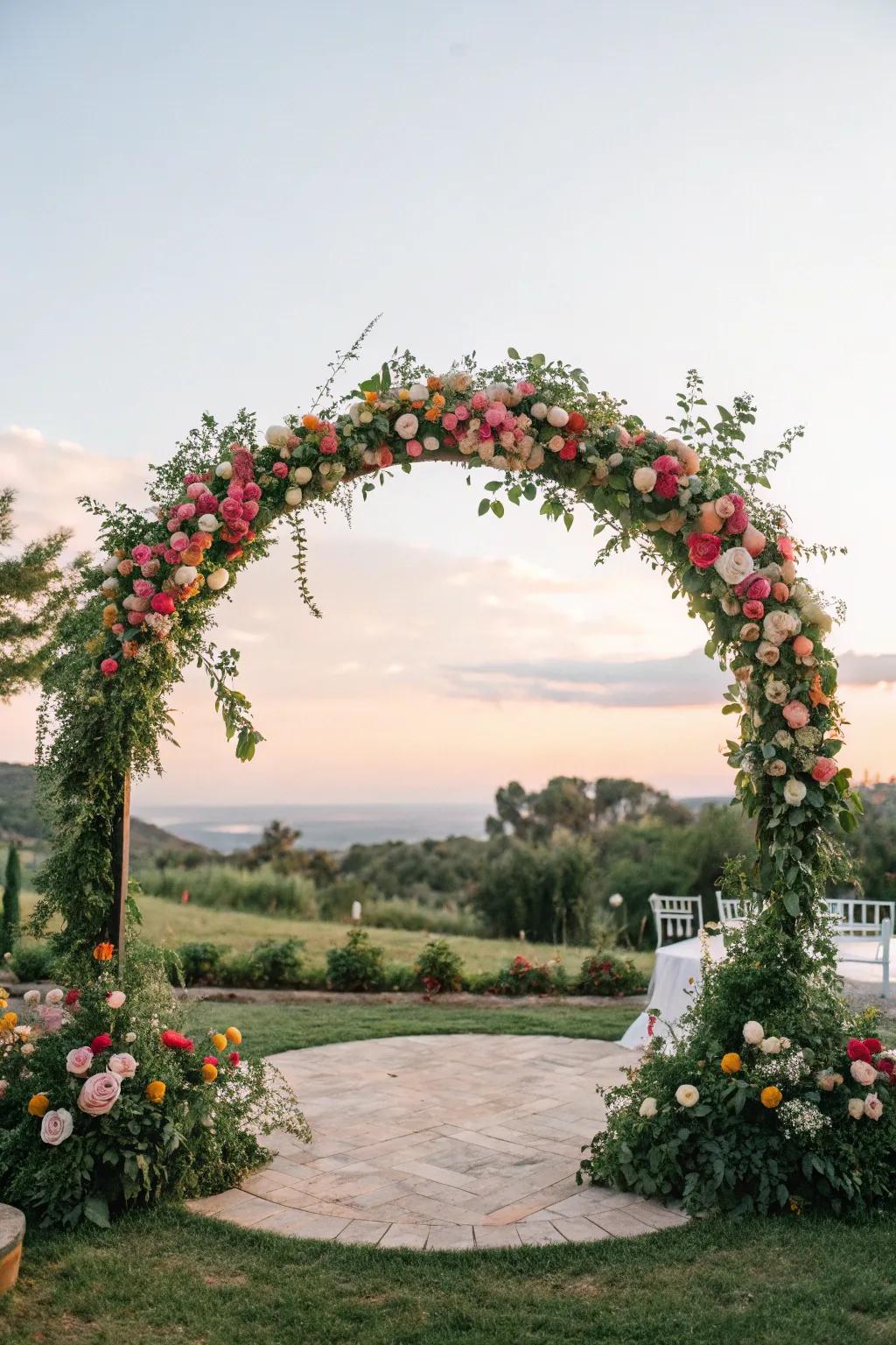 A circular wedding arch symbolizing endlessness.