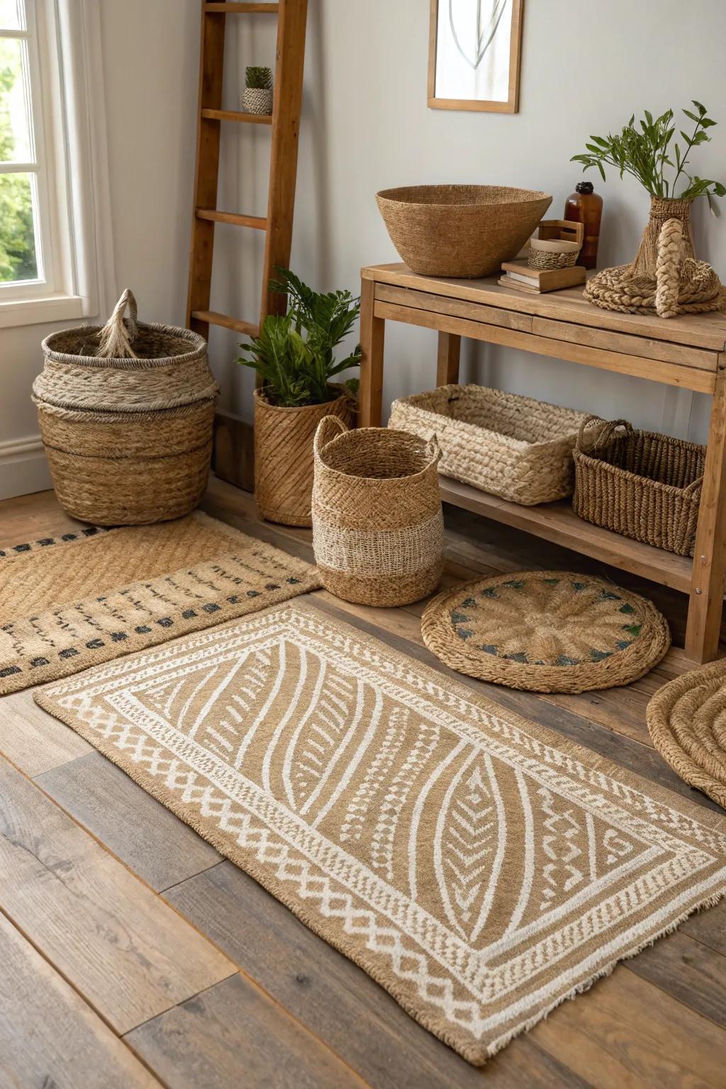 Natural fibers introduce an authentic earthy feel to the decor.
