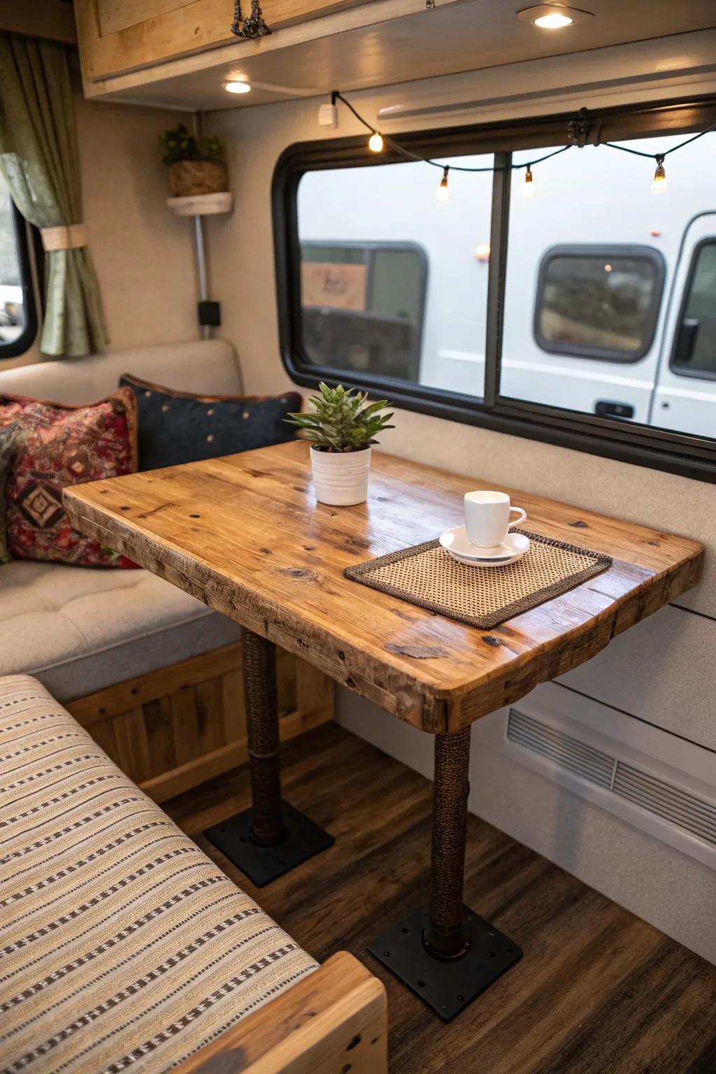 Eco-friendly materials create a sustainable and stylish table.