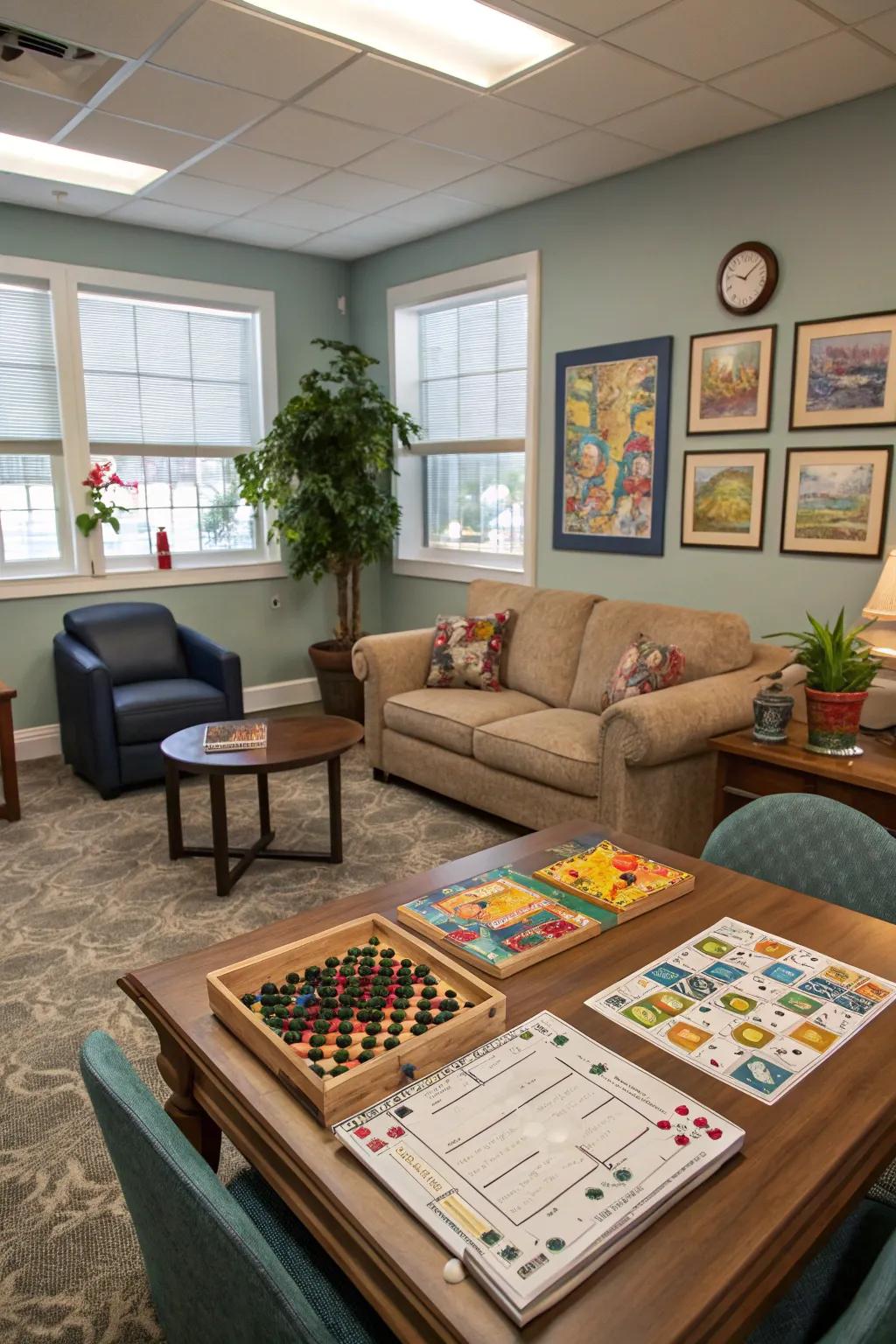 A recreation space promotes team bonding and light-hearted fun.
