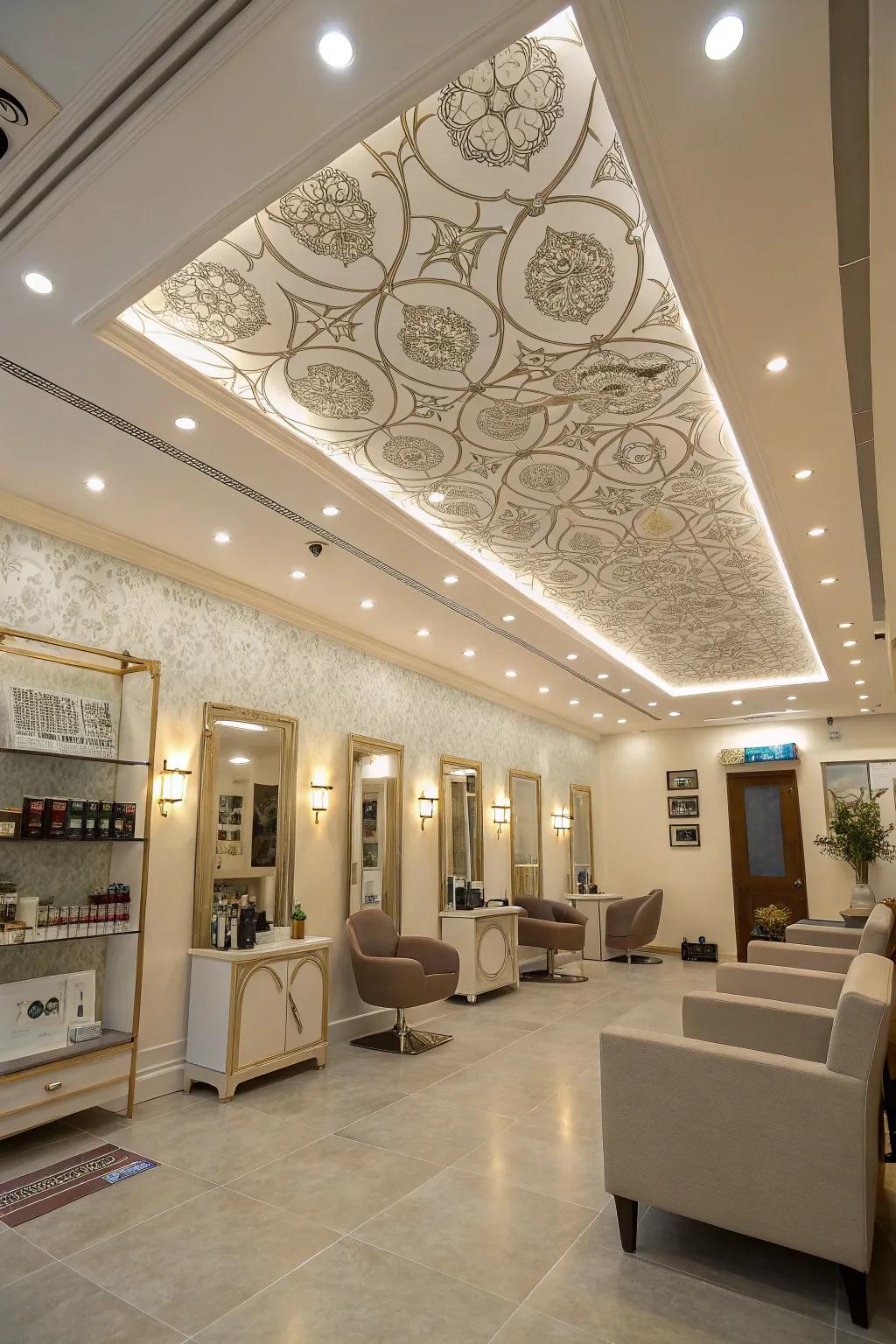 An original ceiling graphic that commands consideration.