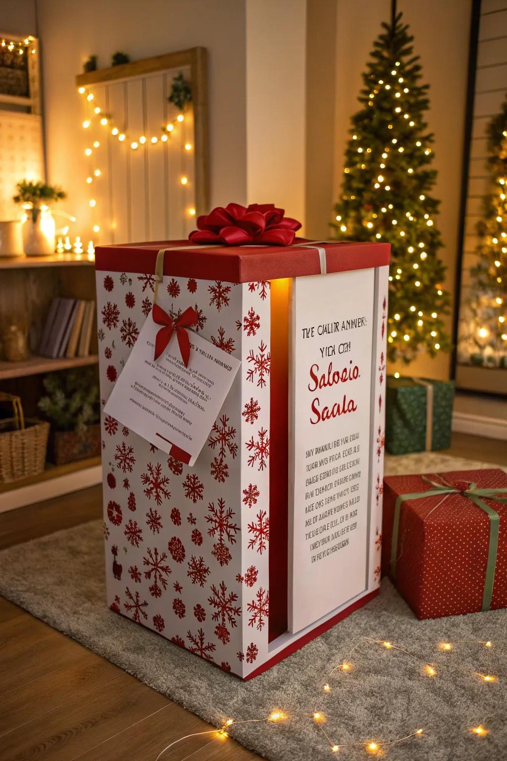 Interactive elements make Santa’s containers engaging and fun.