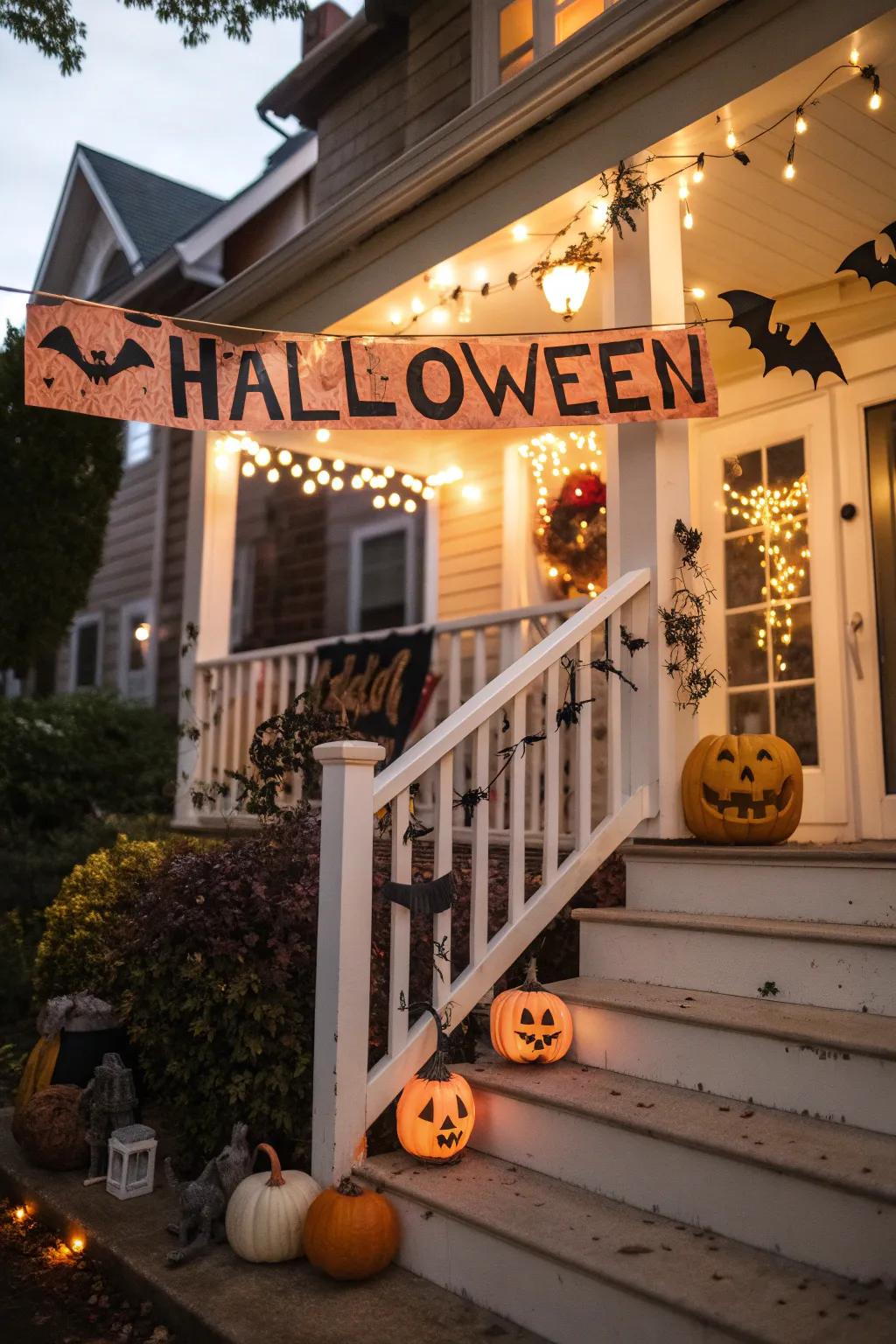 An enchanting banner adds a festive touch to the Halloween scene.