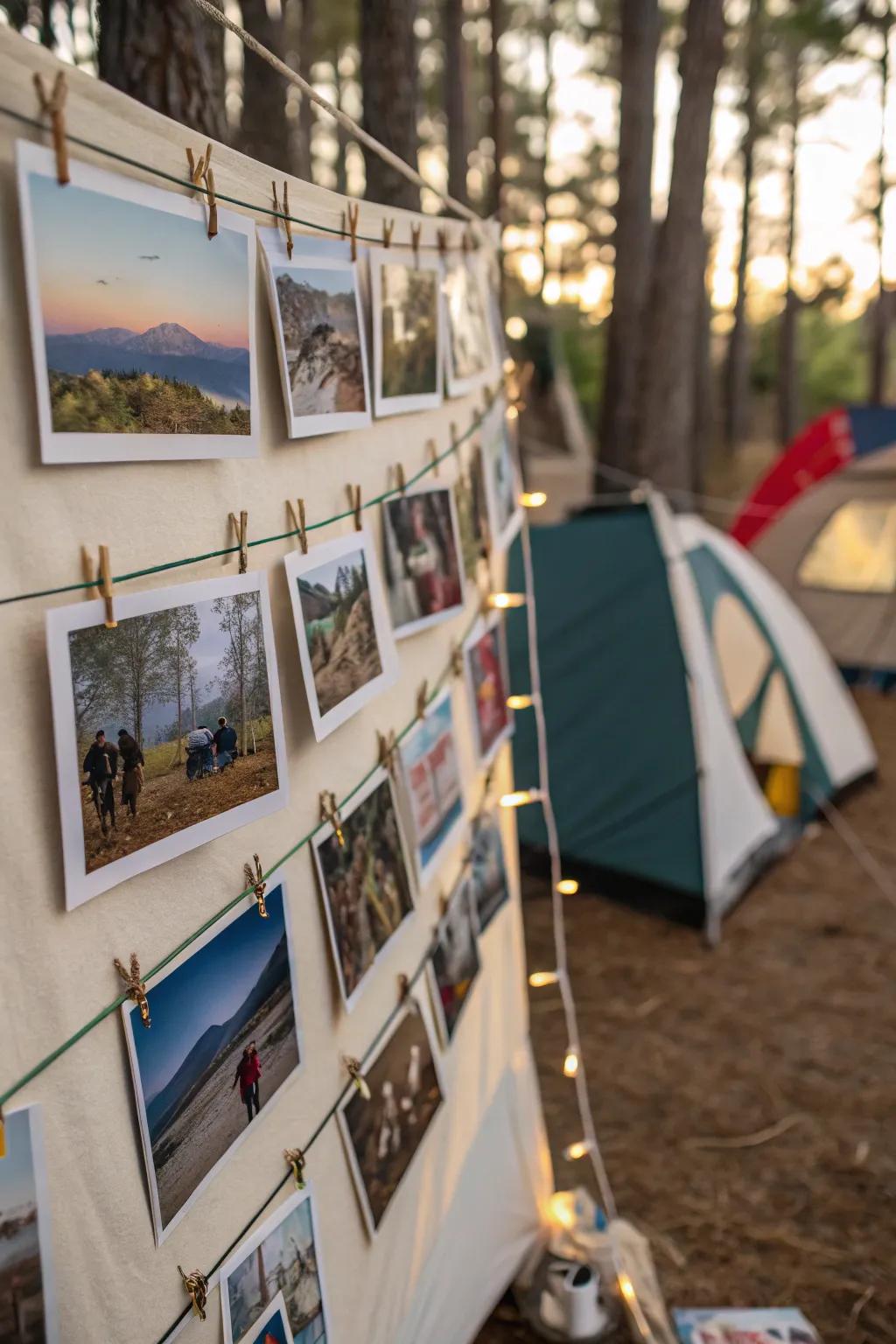 A photo display celebrates and shares your camping memories.