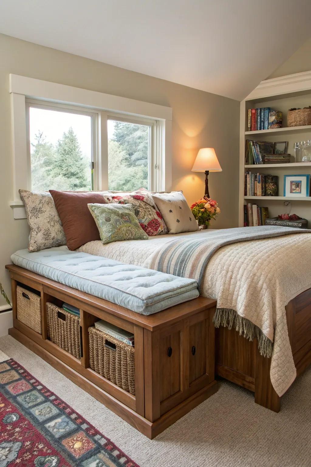 Hide your shoes in plain sight with a stylish storage bench.