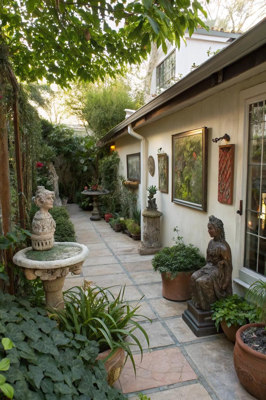 Outdoor art is a perfect way to transform your patio into a personal gallery.