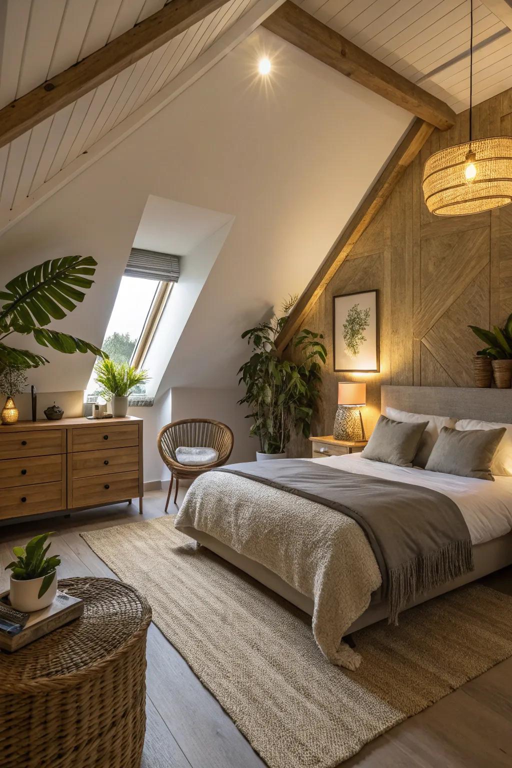 The elegance of this painted ceiling is highlighted by strategic lighting.