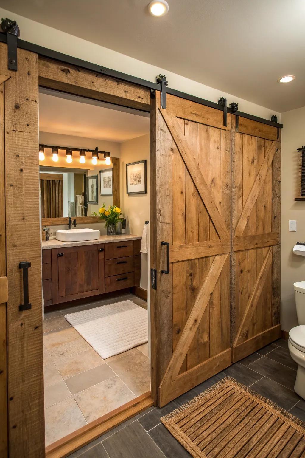 Upcycled wood doors offer sustainability and character.