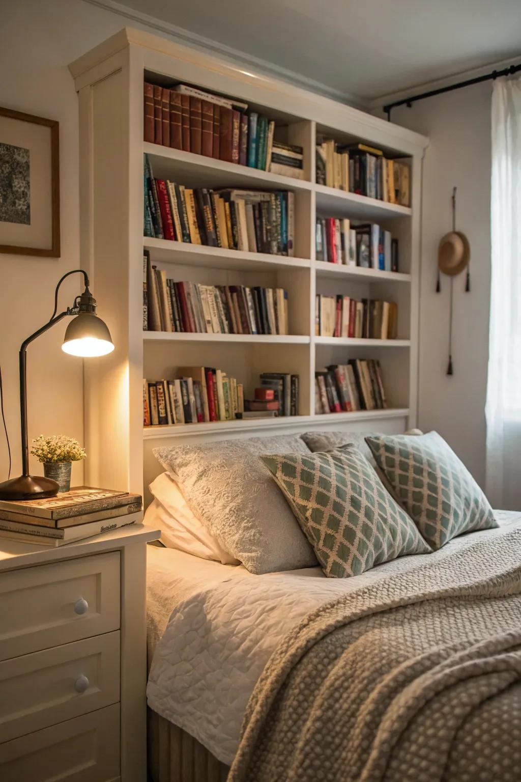 Bookcase headboards are flawless for bedtime perusers.