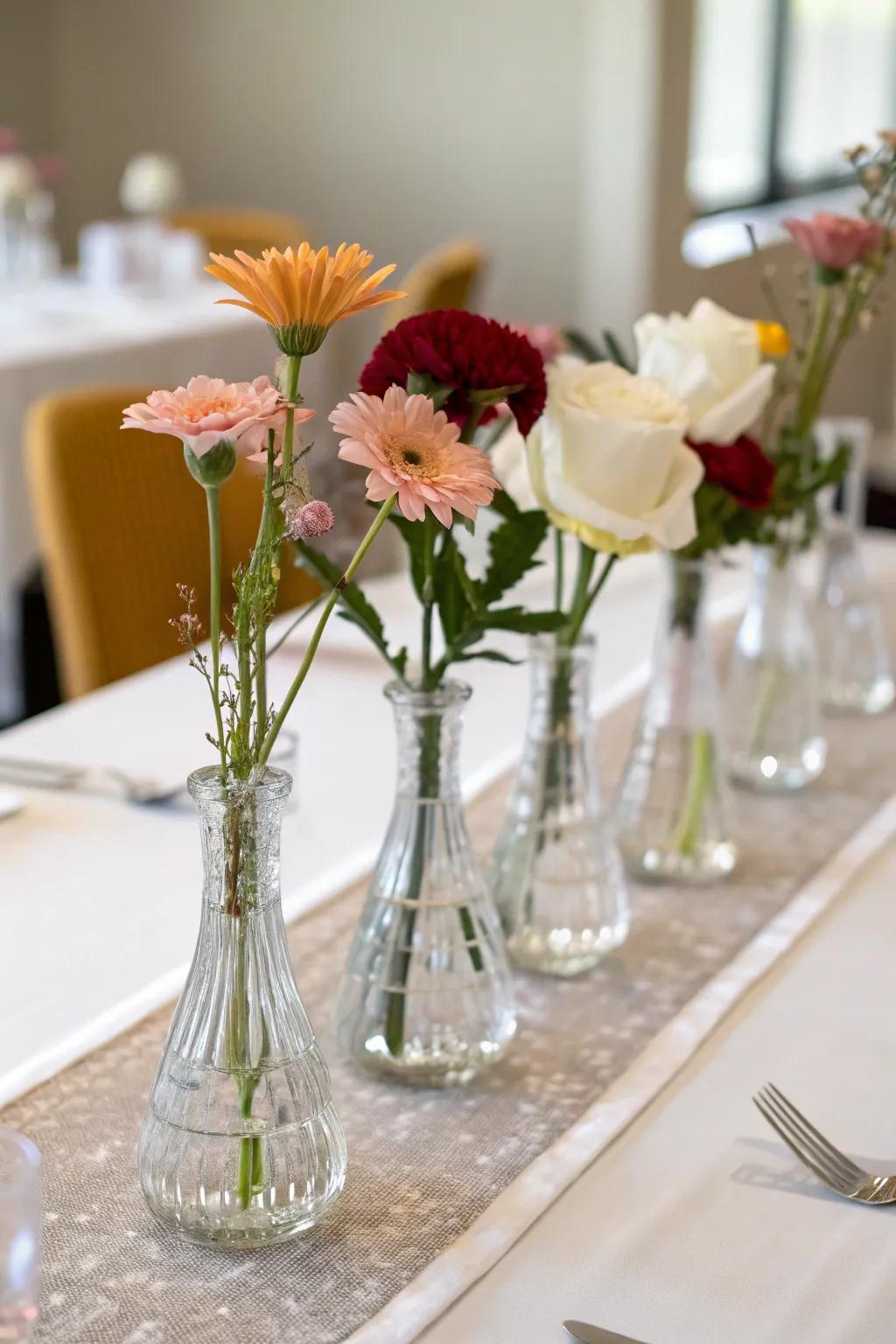 Quartz vases incorporate a dash of glamour into flower arrangements.