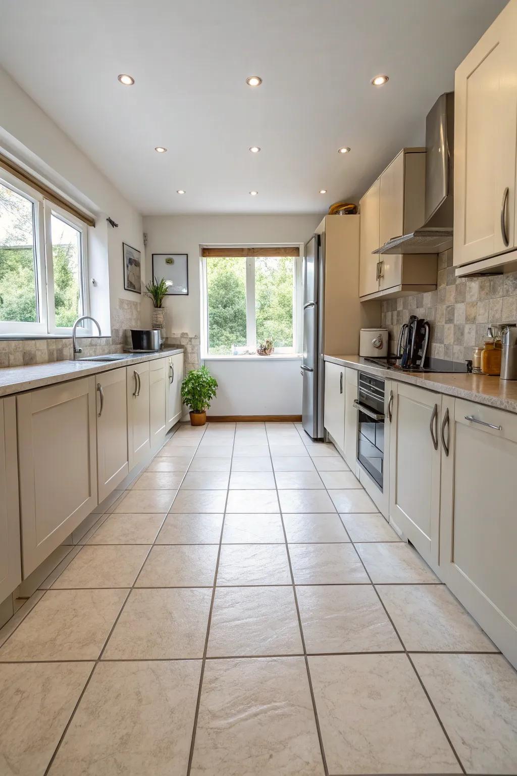 Large-sized tiles visually expand space.