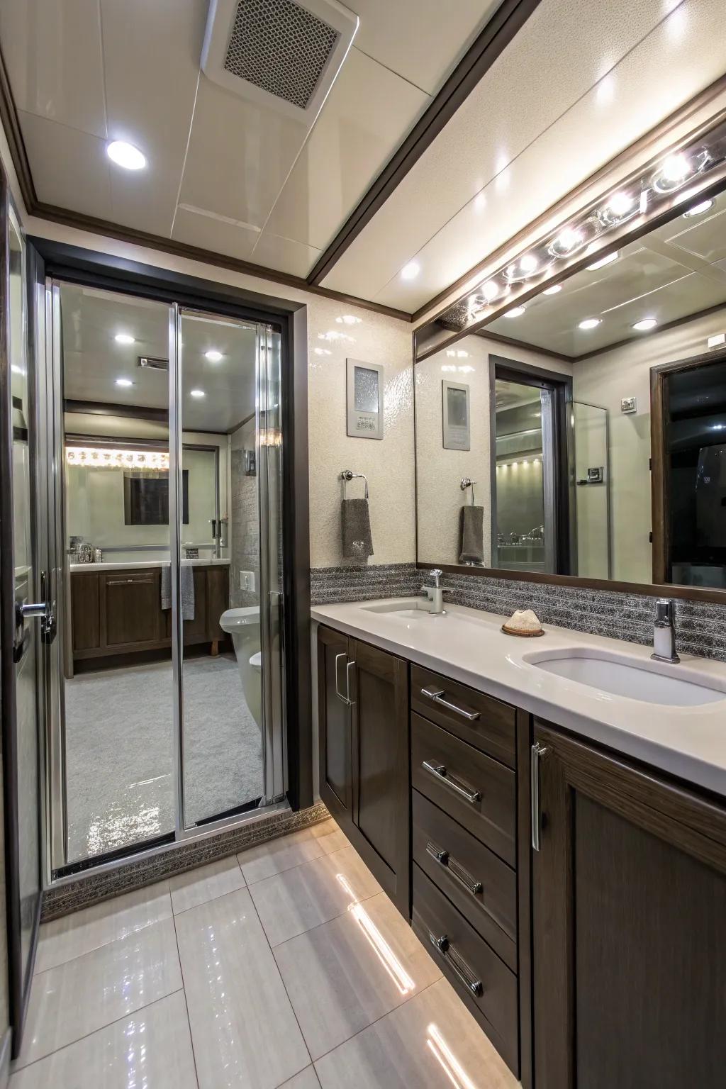 Shiny surfaces add light and a sense of spaciousness.