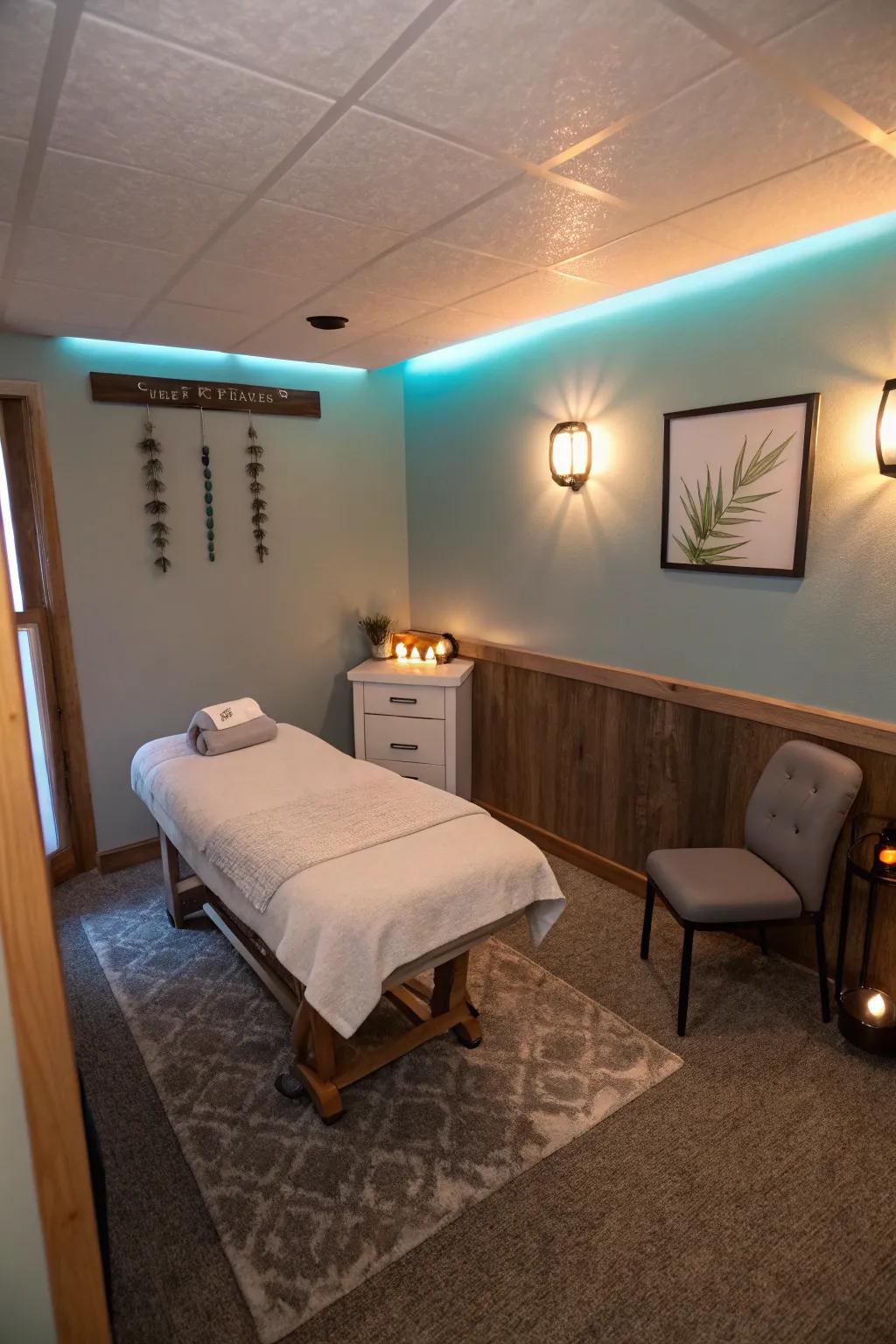 Smart lighting offers flexible ambiance control for your massage room.