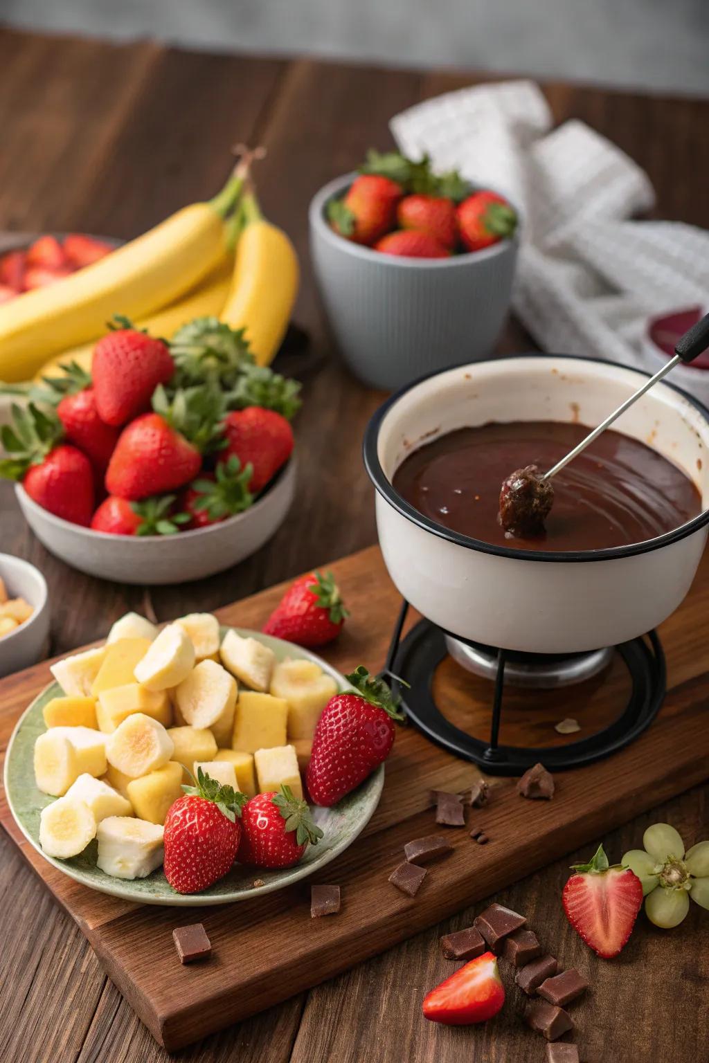 A rich chocolate fondue for a sweet treat.