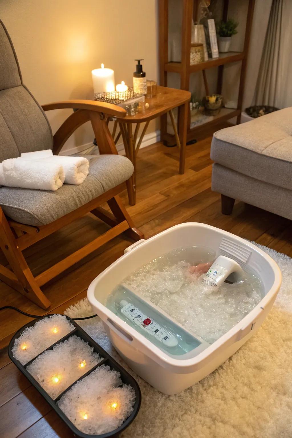 Pamper your feet with a soothing spa at home.