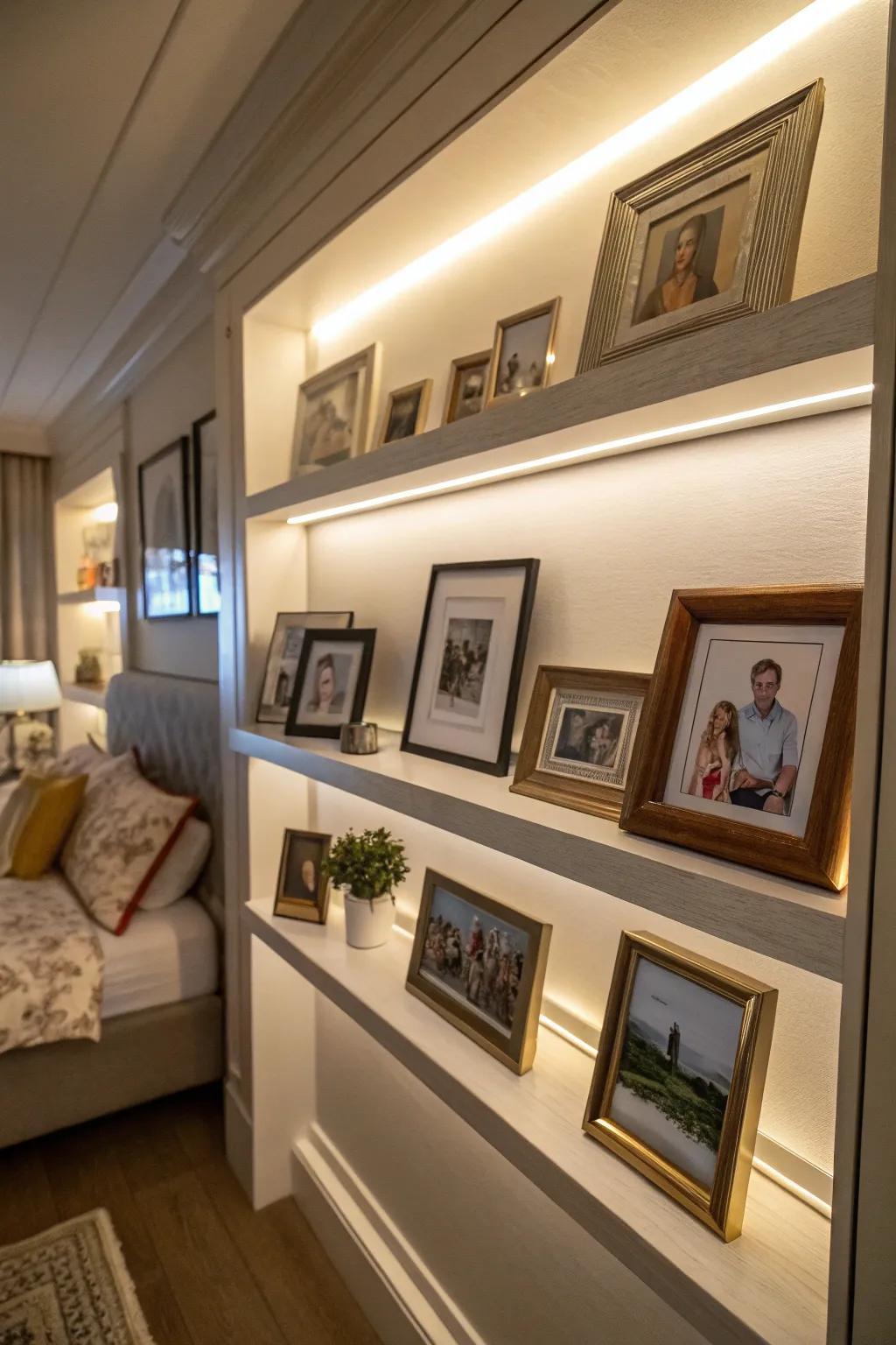 Sentimental photos cause your space to feel personal and joyful.