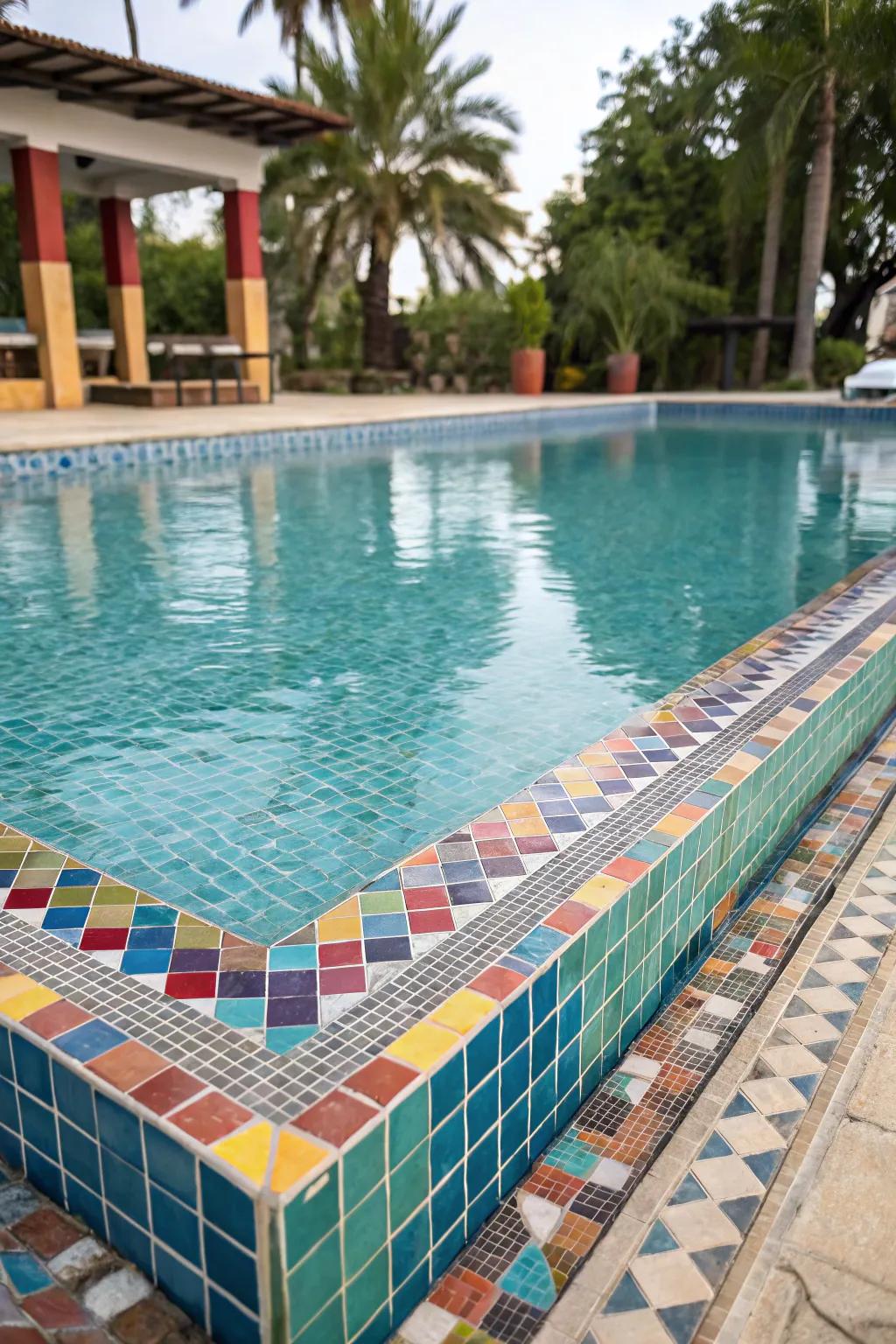 Add a splash of color with a mosaic spool pool.