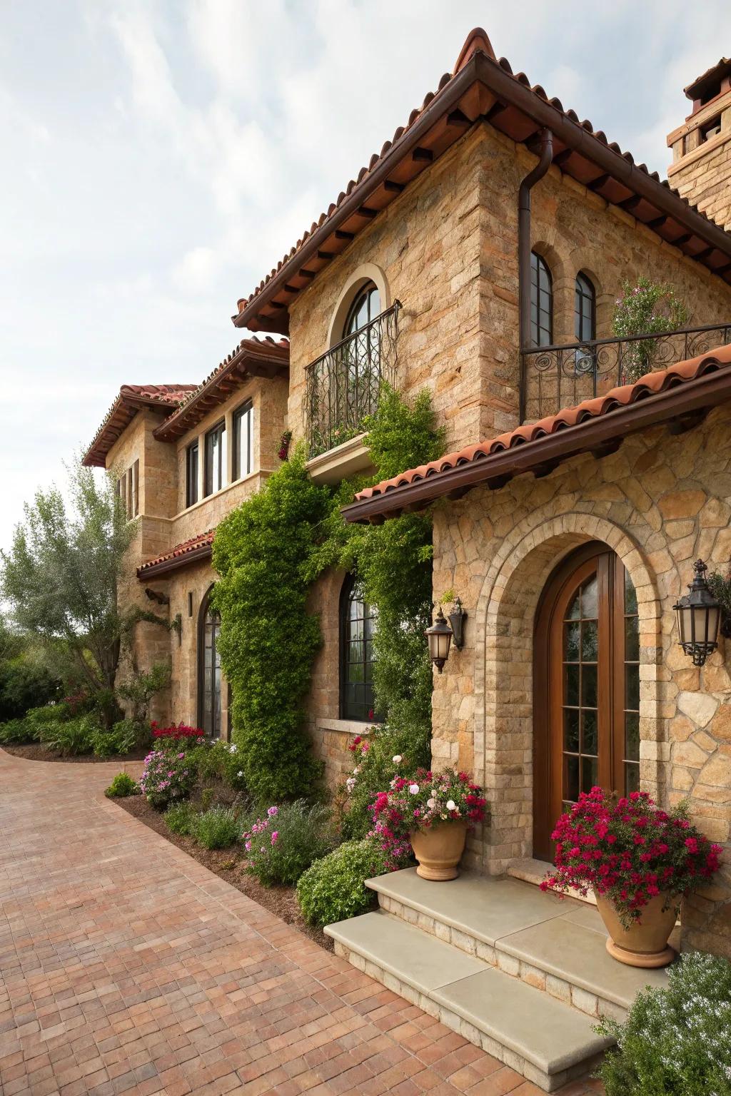 Sun-filled warmth achieved by using terracotta and limestone.