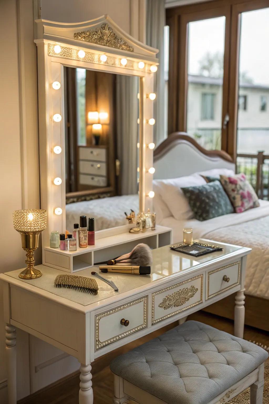 Heighten elegance using a makeup table.