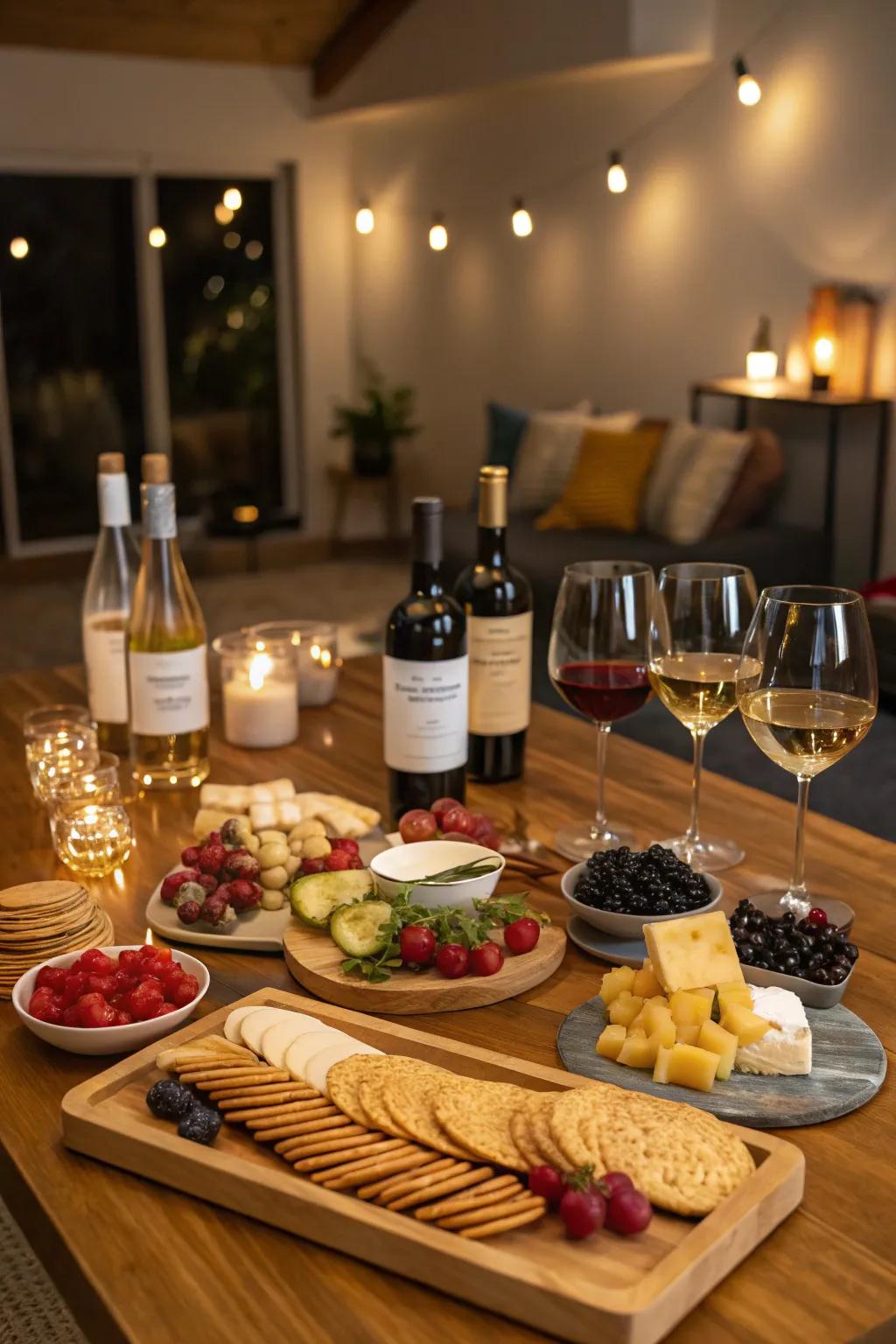 Indulge in a sophisticated wine and cheese evening.