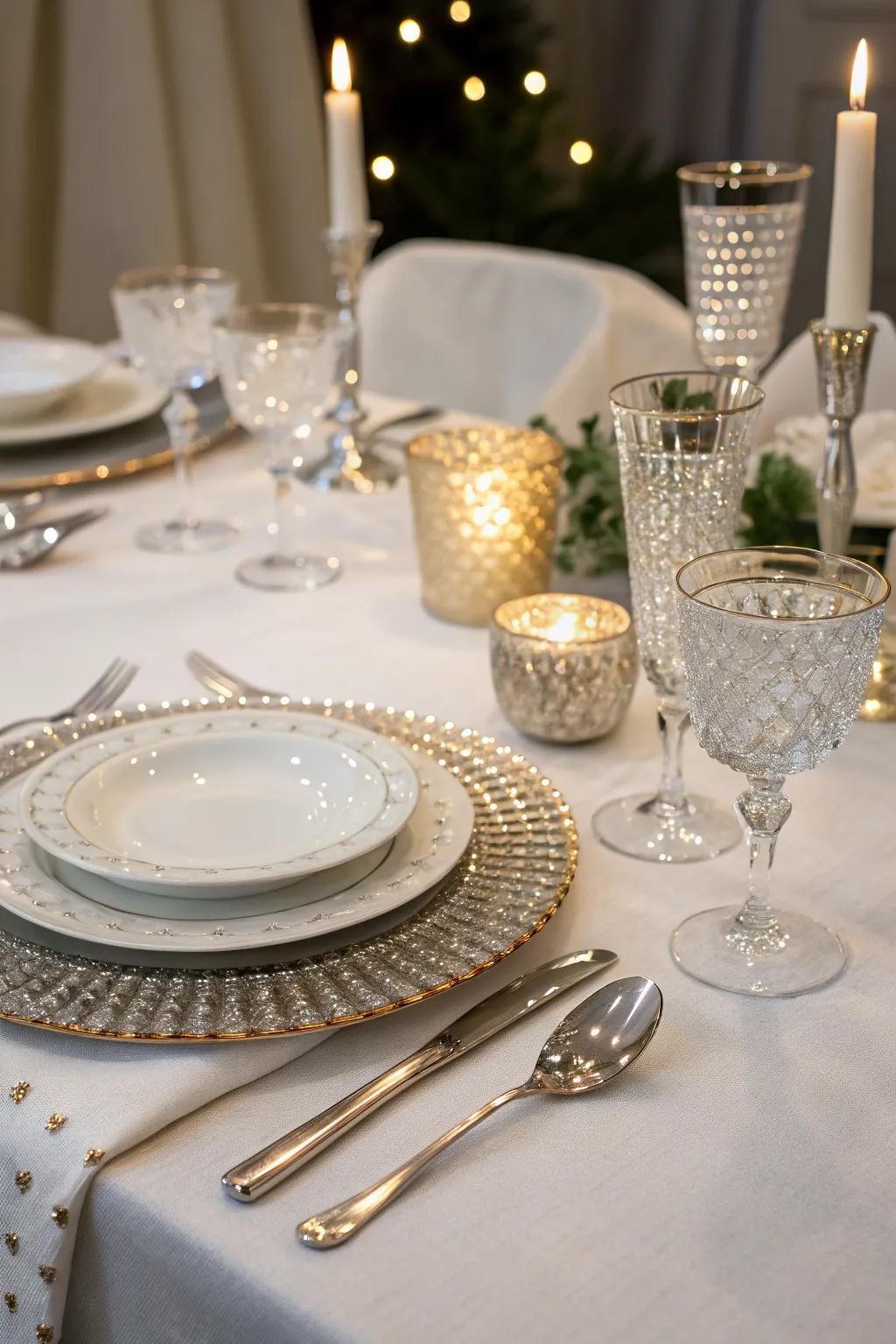 Sparkling elements add elegance and festive flair.