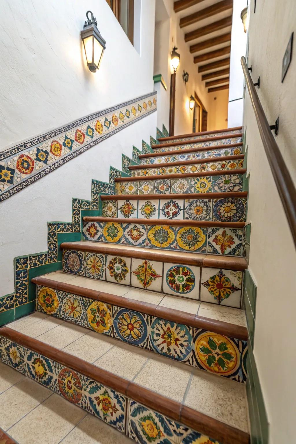 Add an unexpected pop of color to your stairs with Andalusian ceramics.