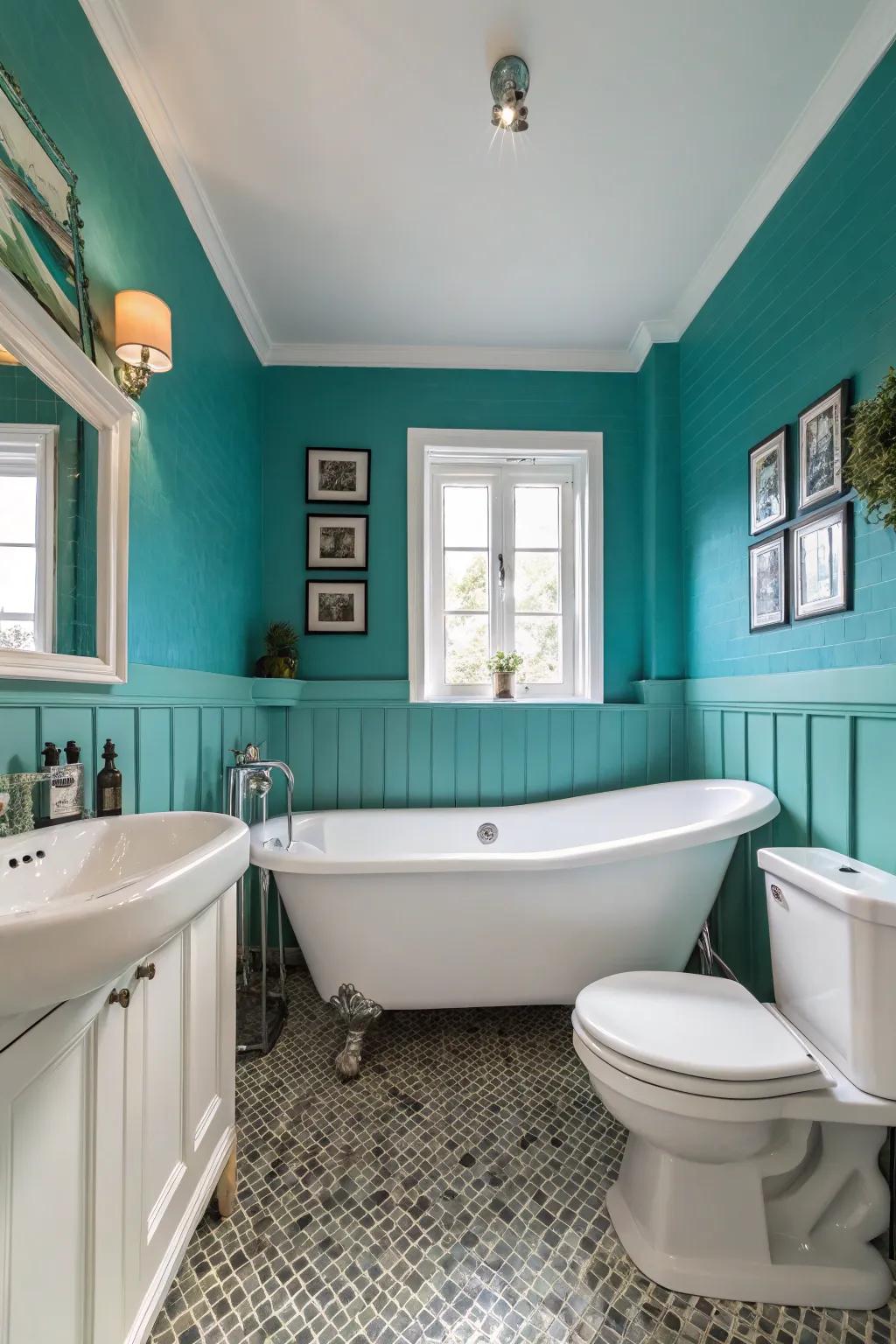 Achieve freshness by using seafoam and bright white contrast.