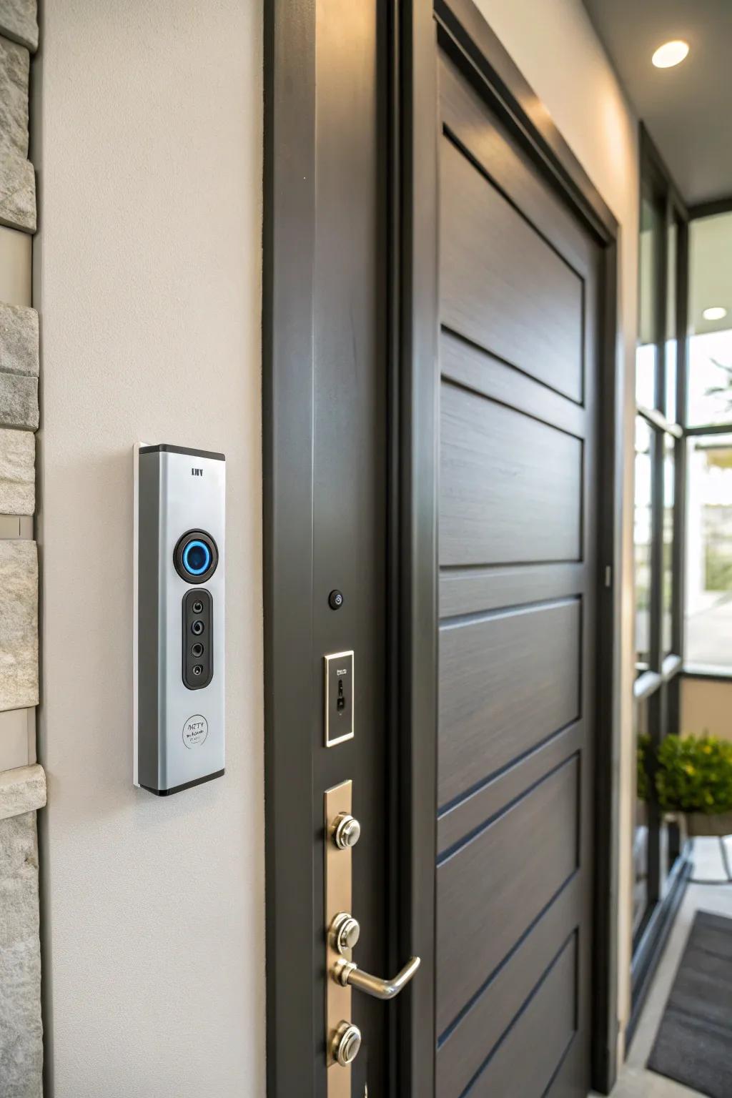 A door featuring a tech-inspired entry chime for a personalized touch.