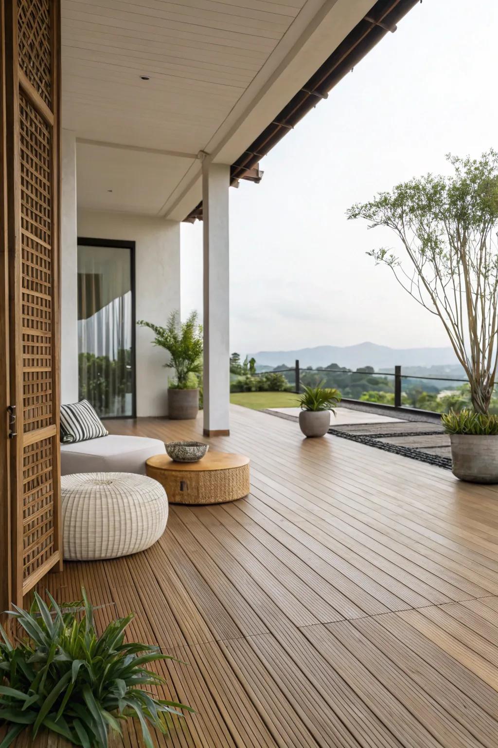 Timber flooring is a choice for terraces.