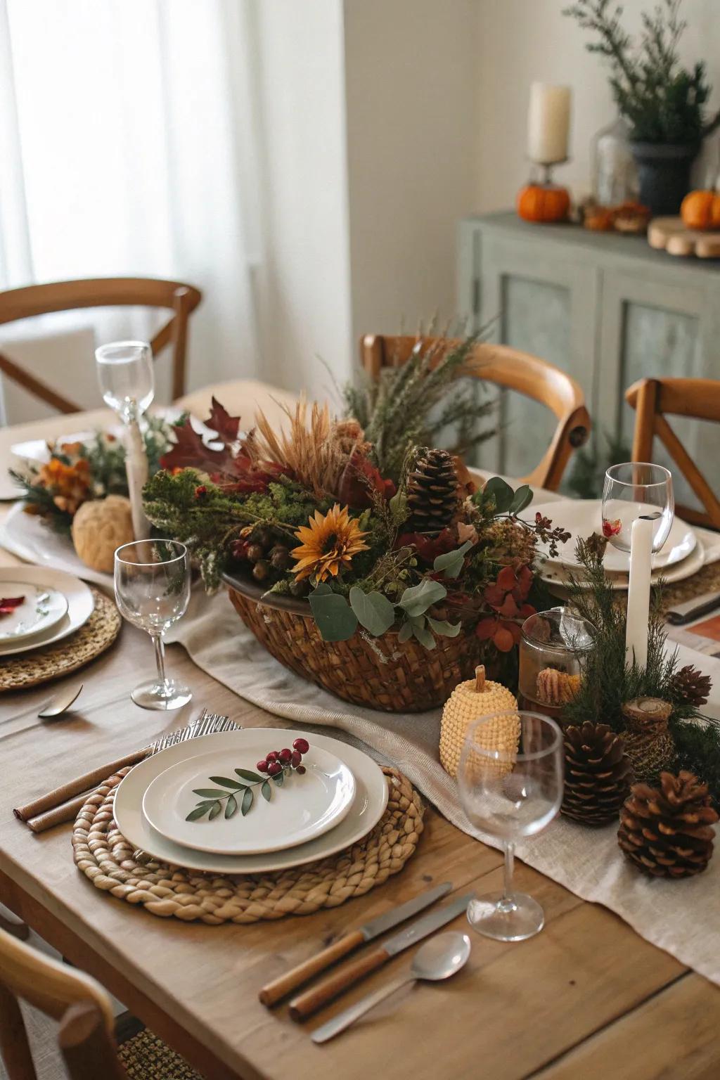 A handmade focal point adds a flair to your Thanksgiving table.