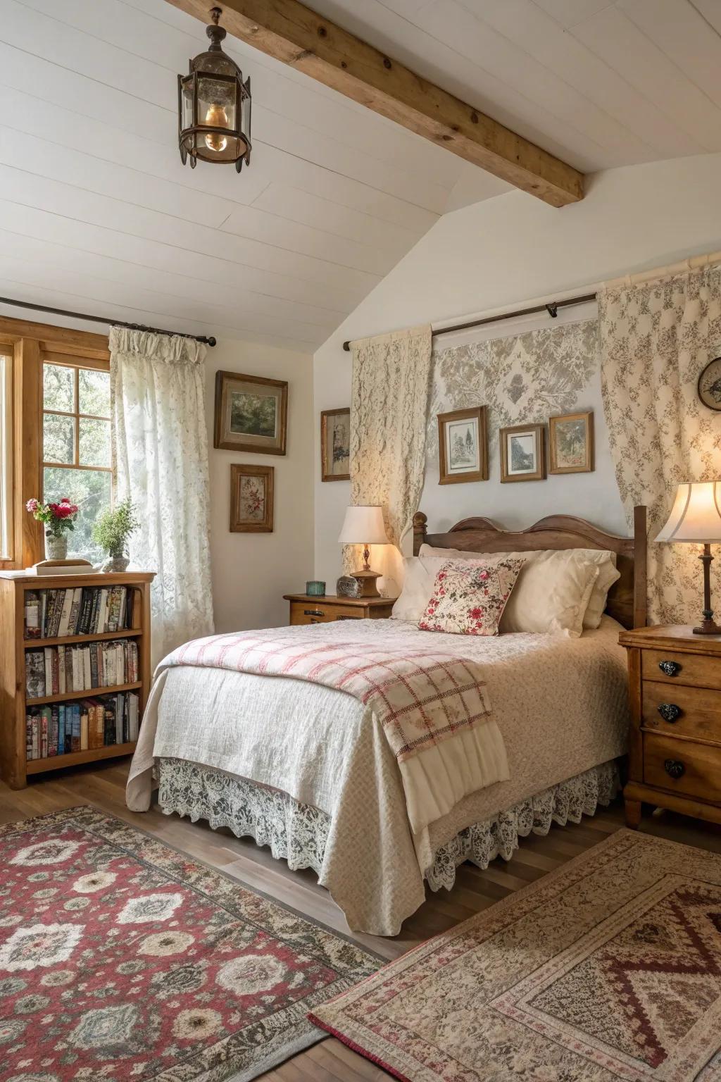 Cottage comfort with cozy and inviting decor.