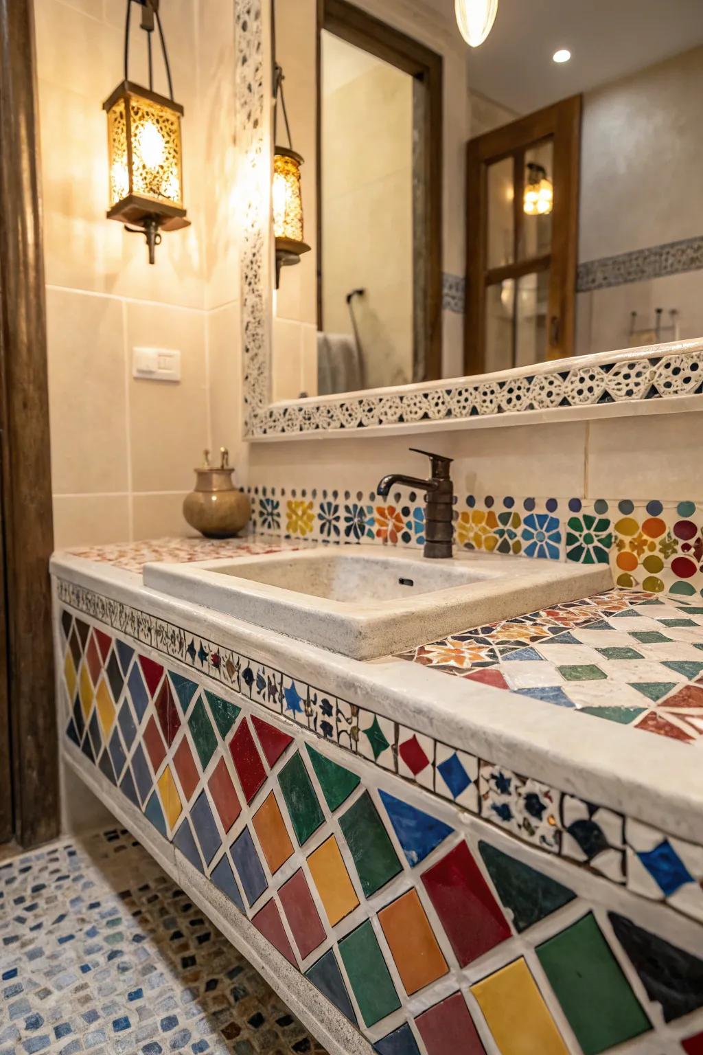 Zellige tiles present exotic appeal and texture.