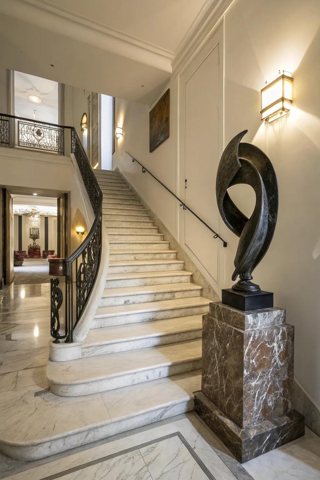 Sculptural pieces can be captivating focal points.