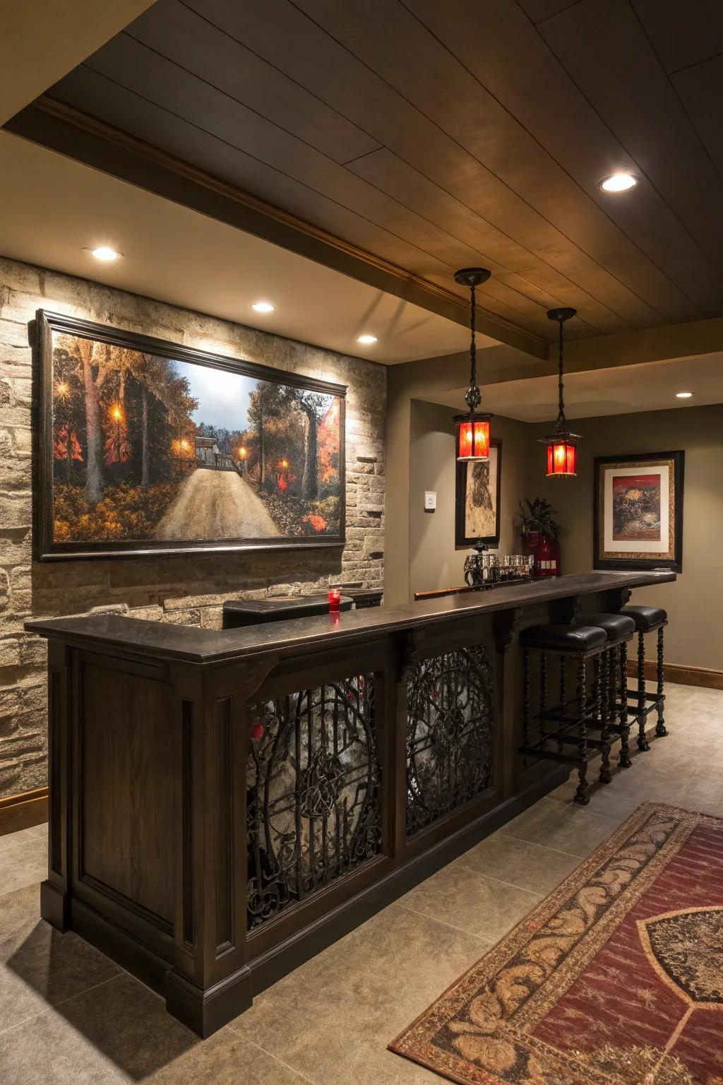 A statement piece draws the eye and anchors the area.