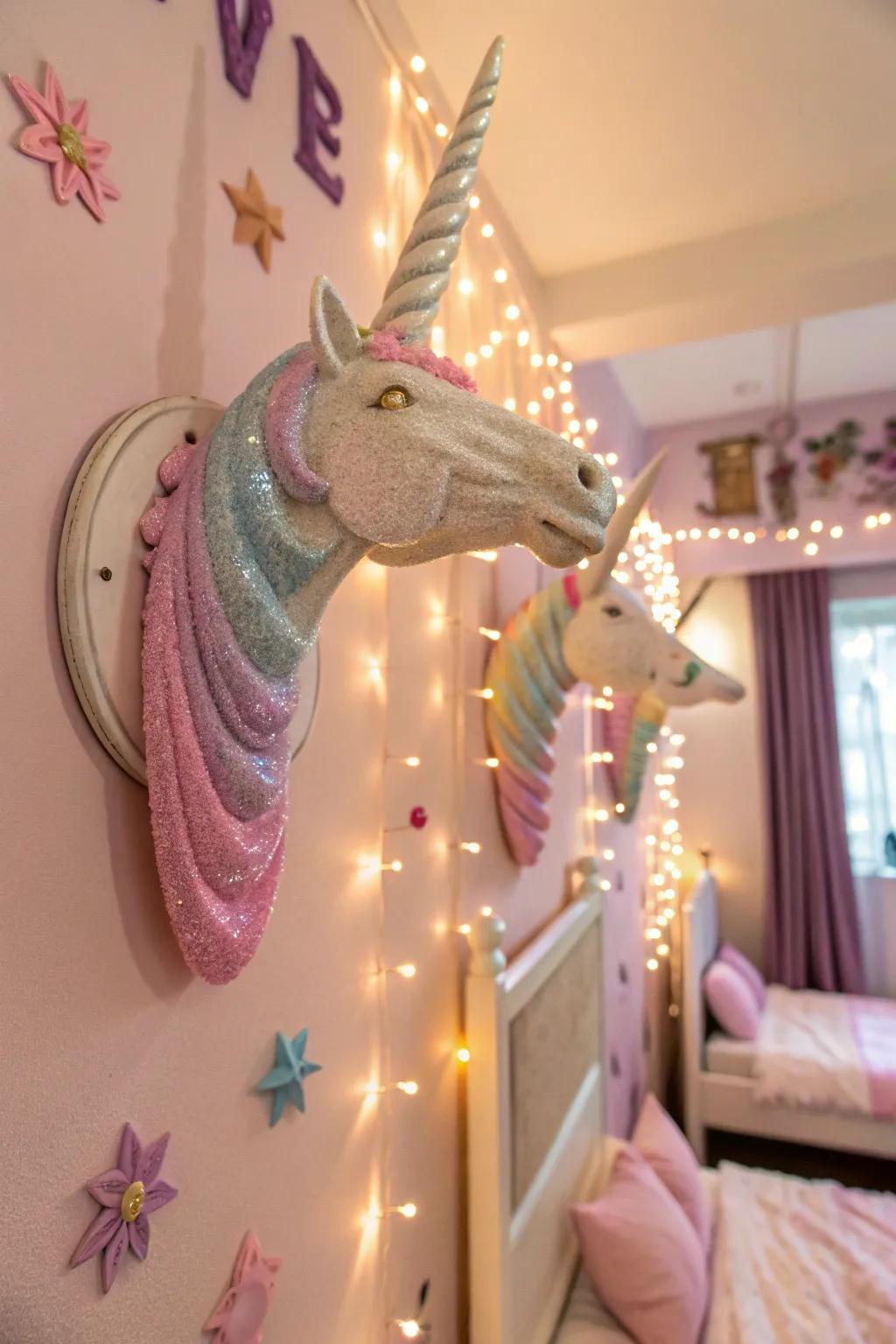 Decorative horns adding a playful touch.