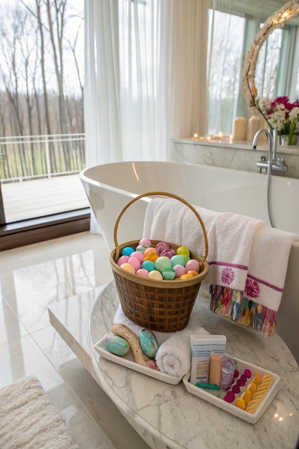 A spa day basket for ultimate relaxation.