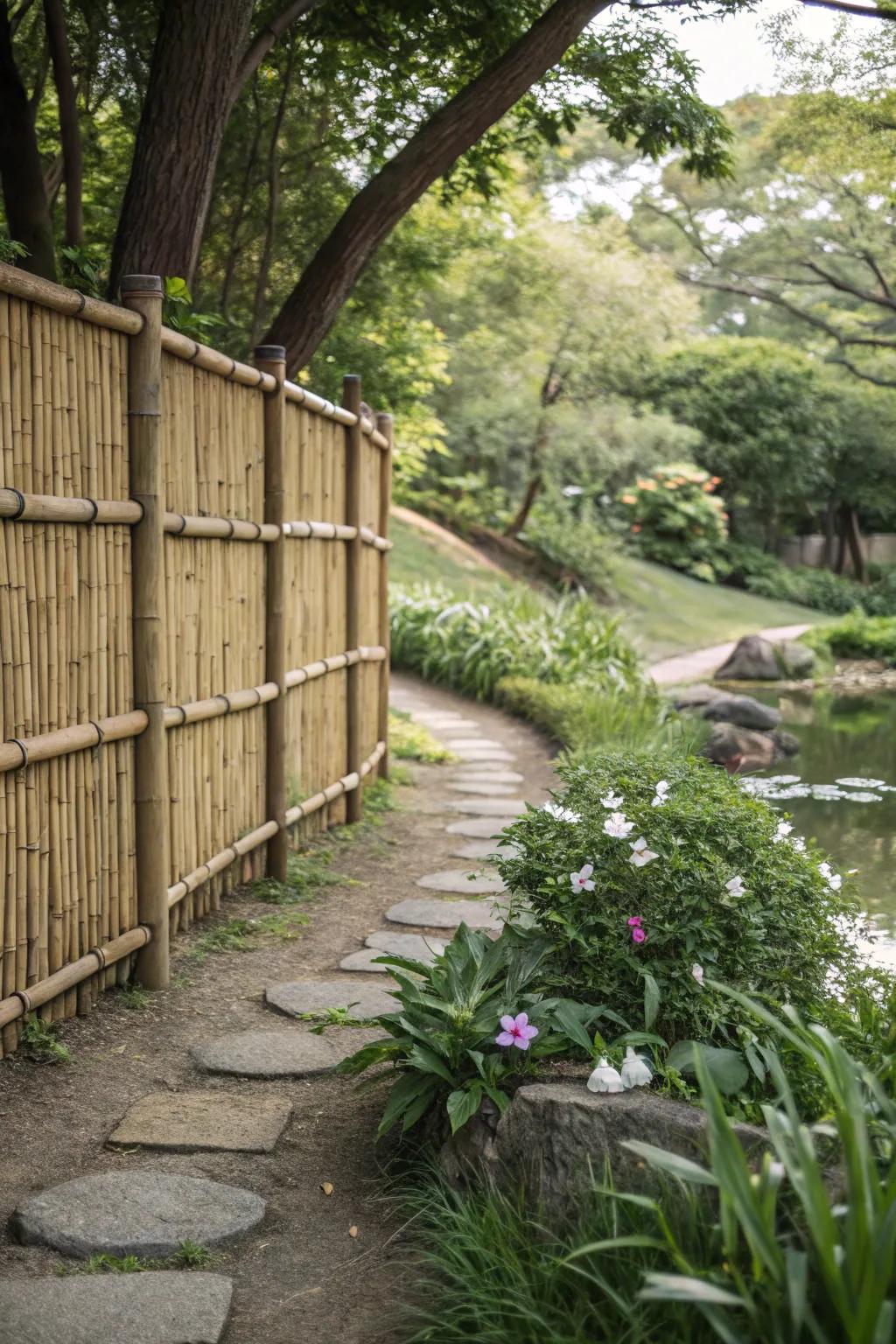 Cane fences offer sustainability and style.