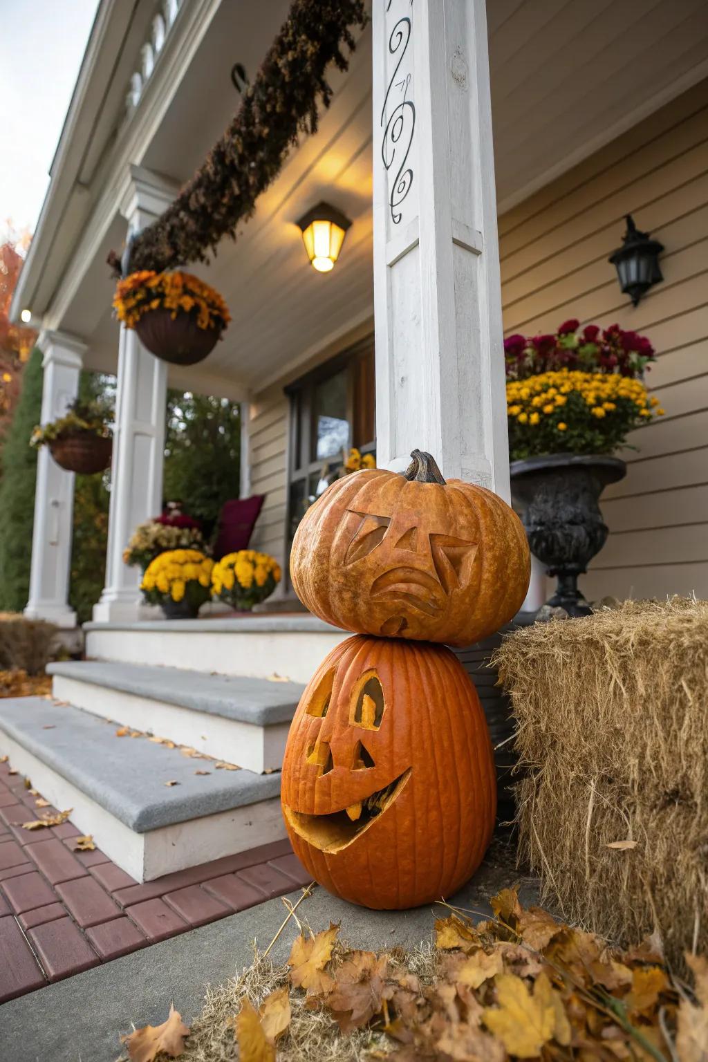 An upside-down pumpkin creating a surprising and funny look.