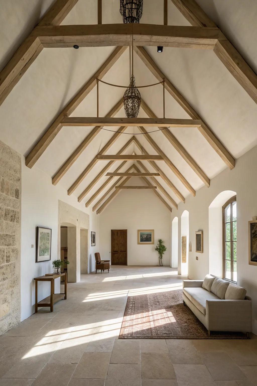 Subtle sophistication with concealed beams on a vaulted ceiling.